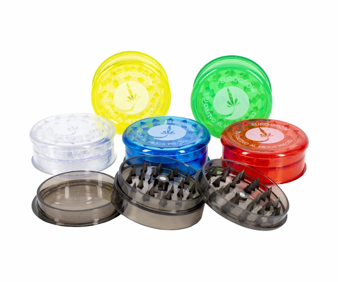 EUROGROW Grinder Plástico 60mm 3 piezas Pack 6 unidades Picador hierbas Molinillo especias
