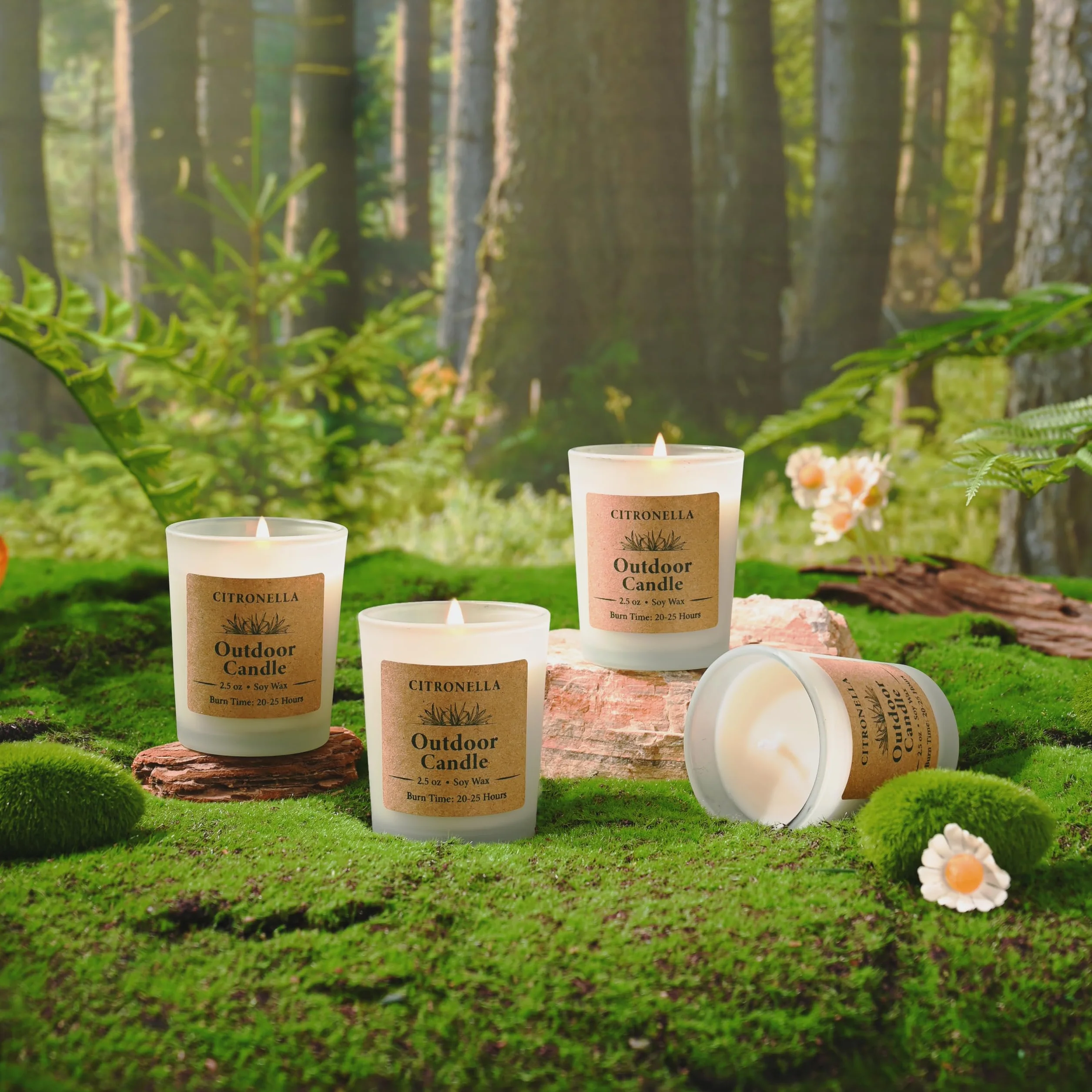 Set Regalo Velas Aromáticas Citronela, 12 x 70g Velas Citronela Exterior, Cera de soja natural y aceites al 6%, aroma veraniego para cocina/jardín/Fiestas/camping/picnic