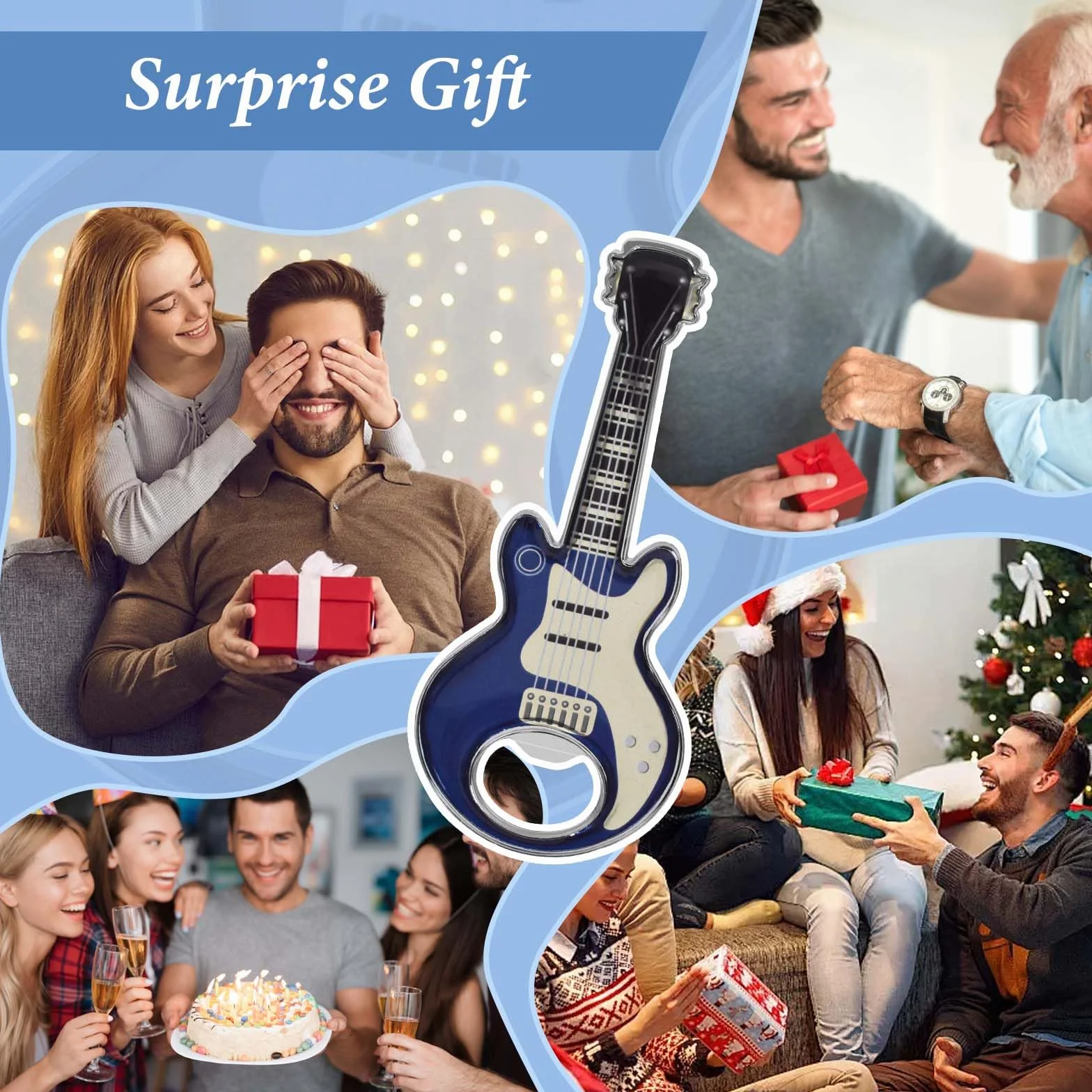 Abrebotellas Con Forma De Guitarra,2 Pieza Botellas de Acero Inoxidable, Abridor de Botellas de Guitarra con Imán, Abridor De Botellas Creativo, Regalos de Música para Hombres