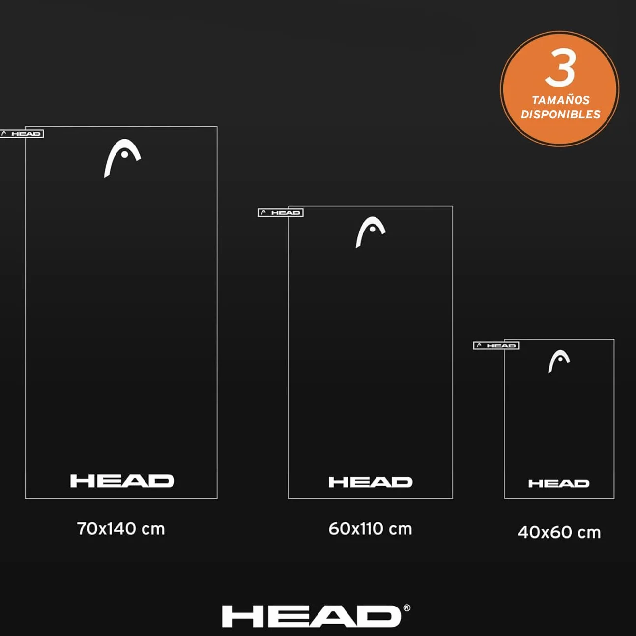 HEAD Toalla Microfibra con Elástico 40x60 Suave Ligera Secado Rápido Absorbente Multiuso