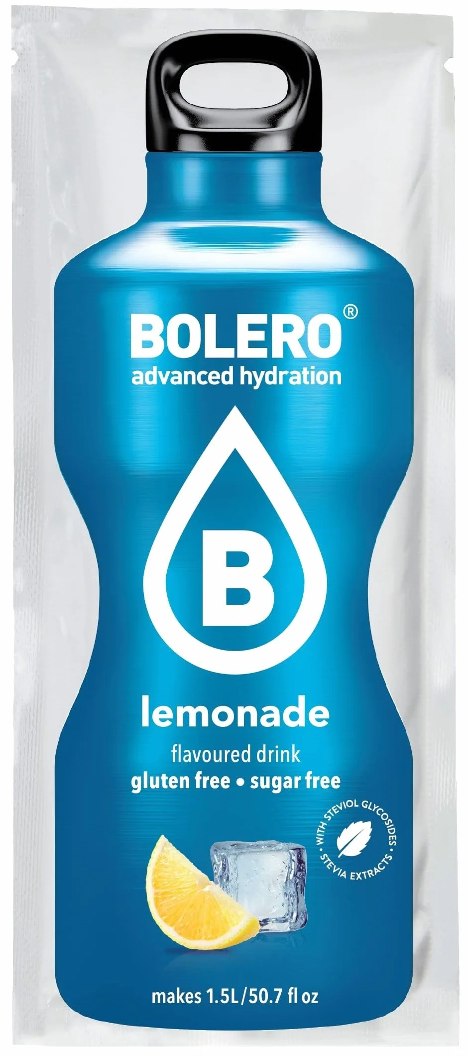 Bolero LEMONADE 24x9g jugo en polvo sin azúcar con stevia para diabéticos y deportistas sabor limonada
