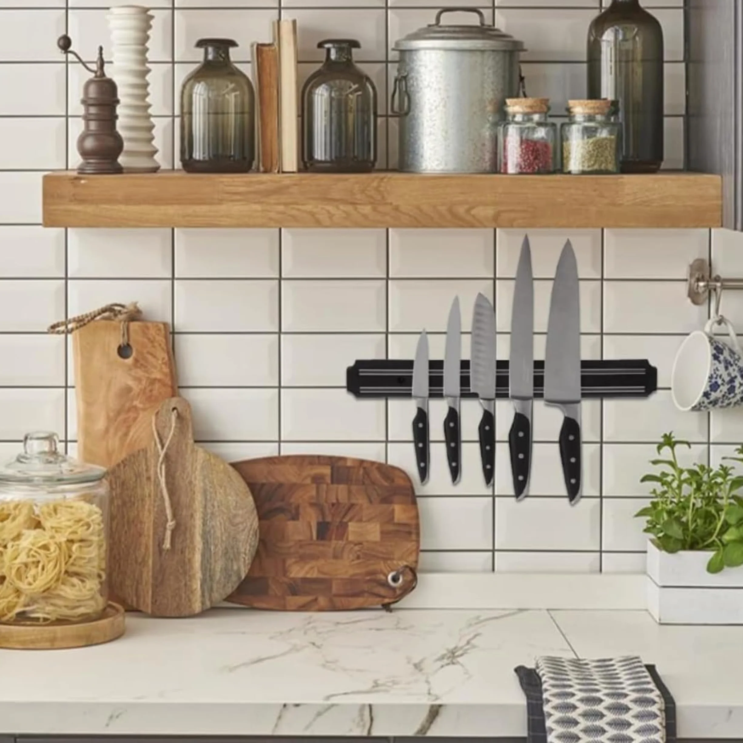 Portacuchillos magnético 33 cm Soporte pared metálico cuchillos utensilios almacenamiento ahorra espacio cocina garaje