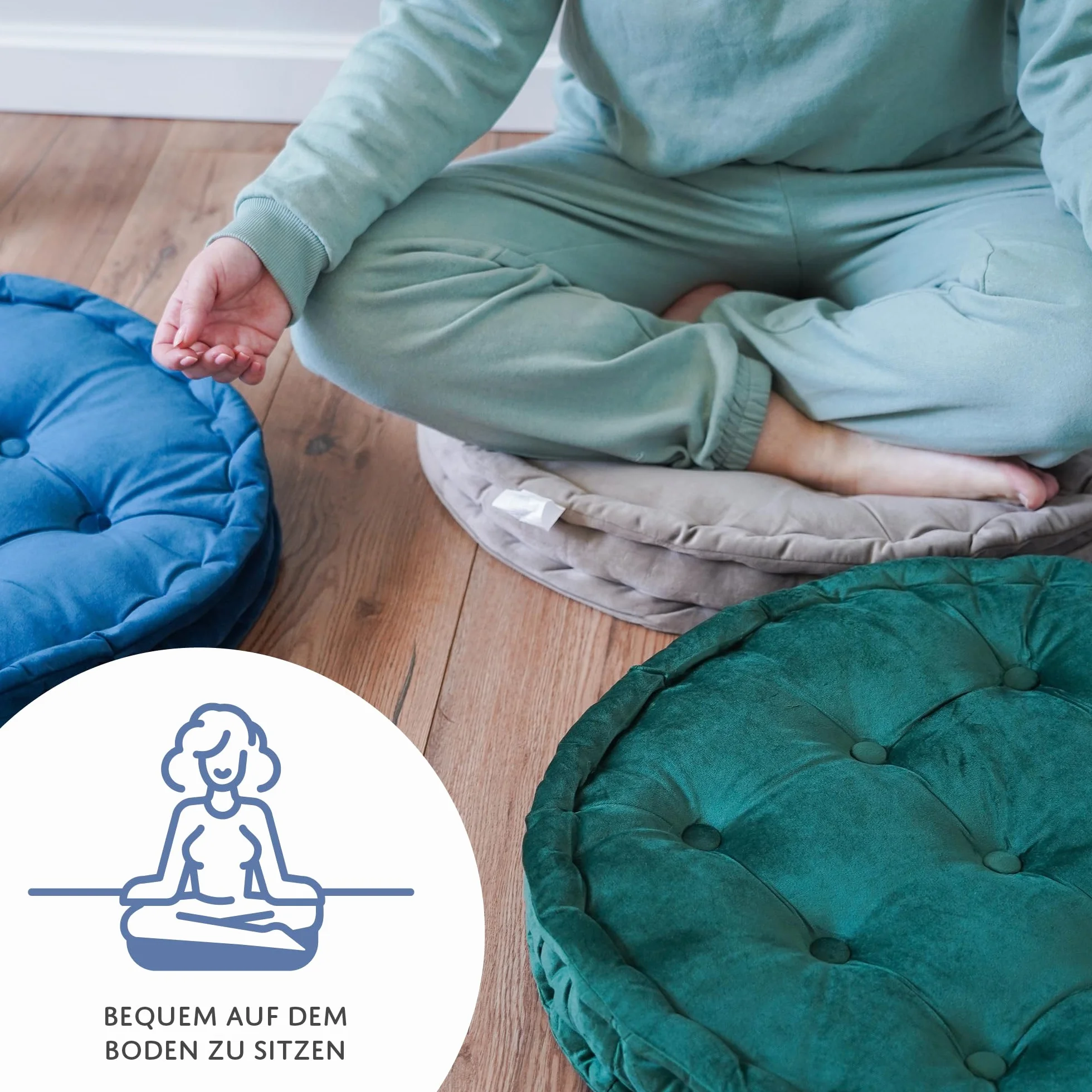 Cojín de meditación Yoga Zafu redondo ergonómico para relajación ejercicios bienestar interior exterior