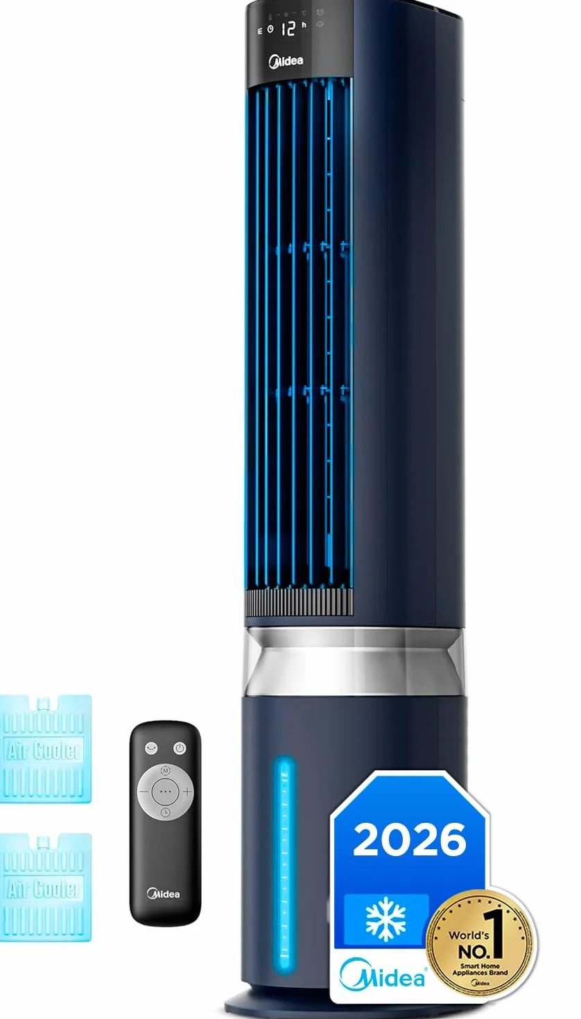 Midea Climatizador Evaporativo Portátil 3 en 1 7L con Mando a Distancia, Ventilador Enfriador Humidificador, 6 Velocidades, 5 Modos, Temporizador 12H, Oscilación 85º