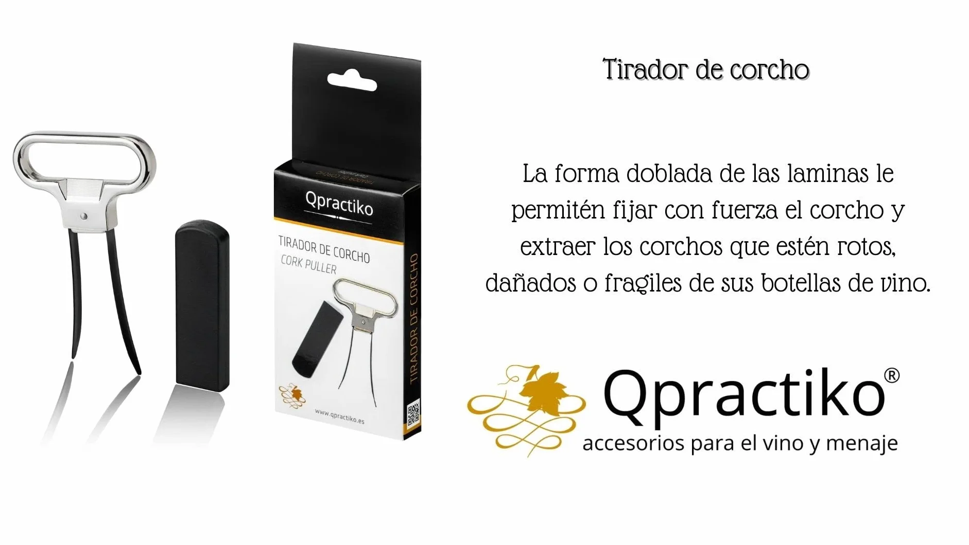 Tirador de corcho acero inoxidable con funda rígida ABS 6,5 x 11 cm 63 g