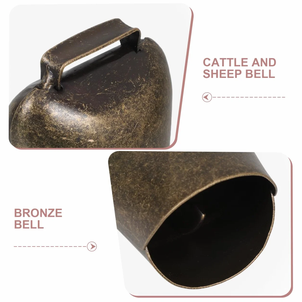 EXCEART Campanas de hierro gruesas 2 piezas para oveja caballo vaca decoración alarma
