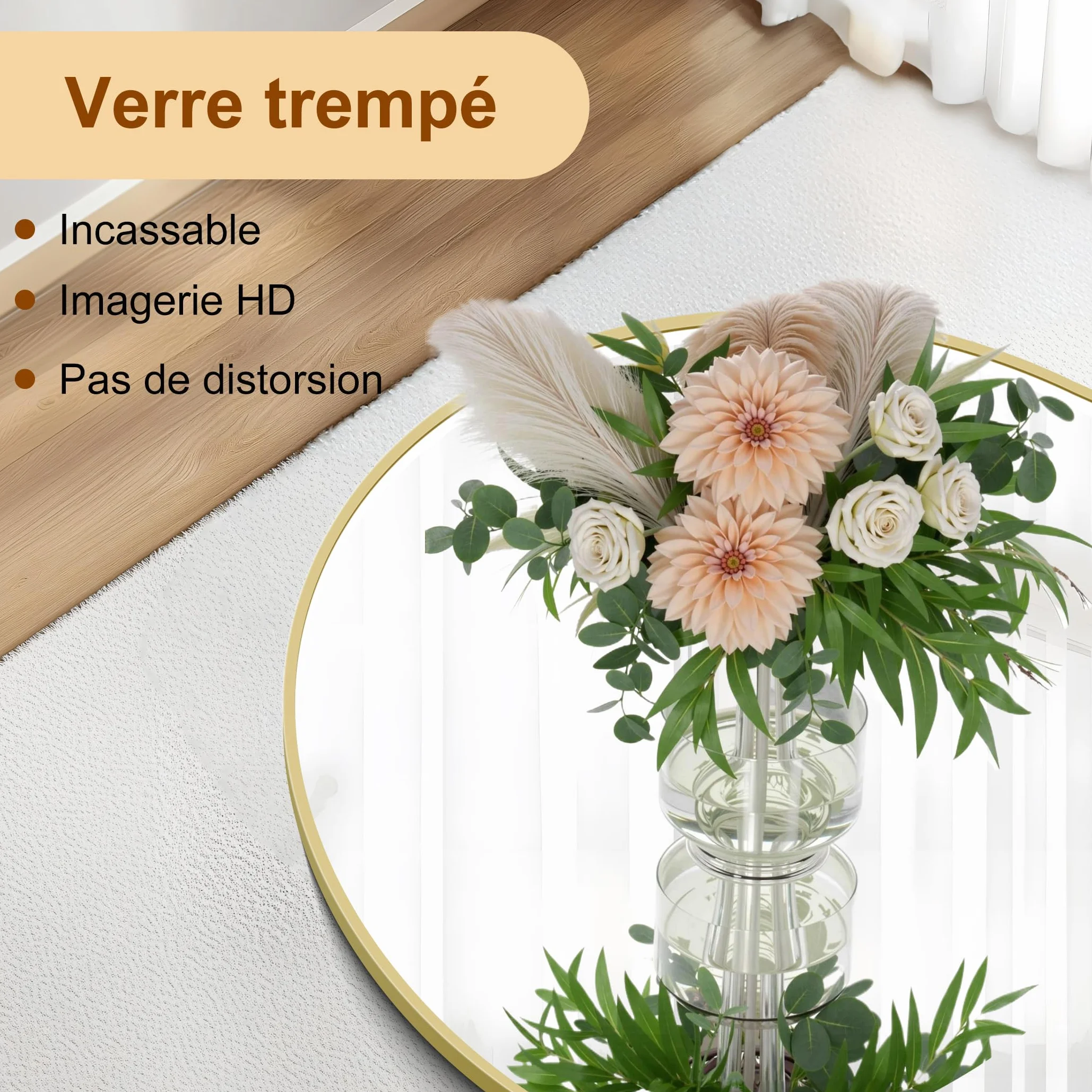 Weare Home Espejo de Cuerpo Entero, 150 x 40 cm, Espejo de Pie Curvado, Espejo de Pared con Marco de Aluminio Dorado y Soporte para Sala Dormitorio