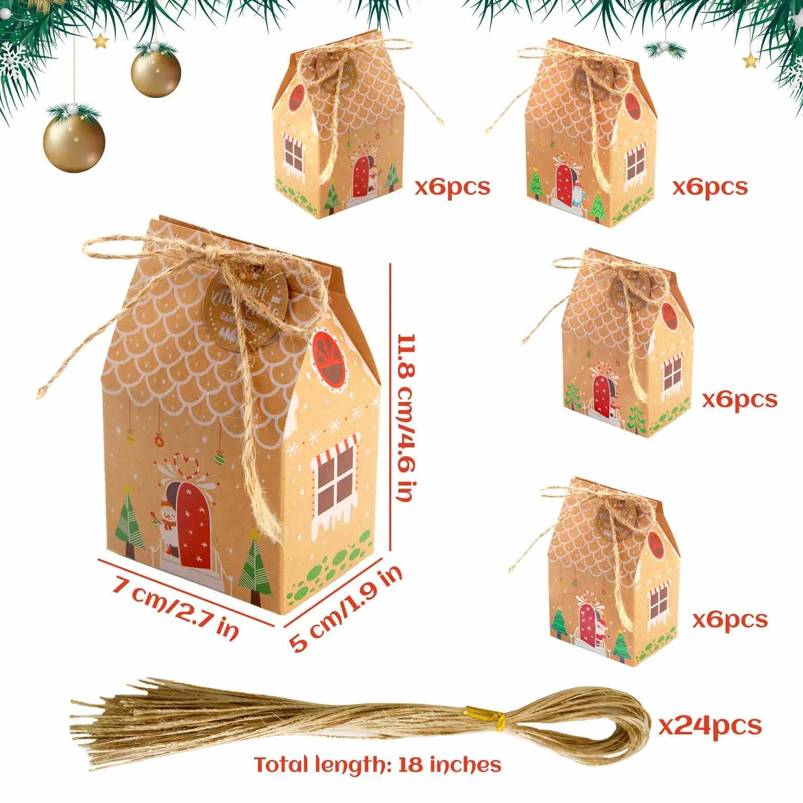 ACTOYS Calendario Adviento 24 Piezas Cajas Cartón Kraft Casa con Etiqueta Número Pegatinas