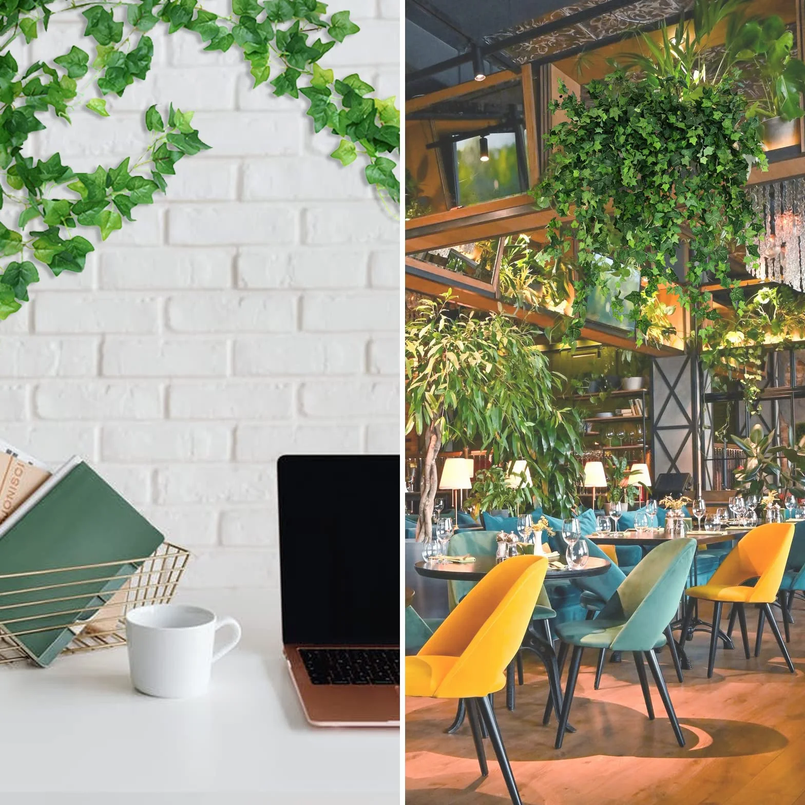 Noa Home Decoplantas Artificiales 12 Piezas Plantas Artificiales Decorativas Planta Artificial Decoracion Habitacion para Cocina Boda Balcón Oficina Jardín - 2.2M