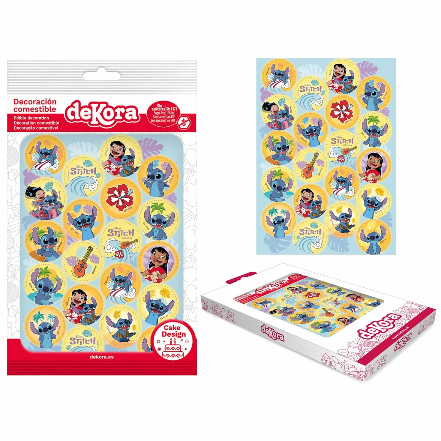 Mini Discos de Stitch 3,4 cm - Decoración para Repostería de Cumpleaños Infantiles - Papel Comestible Sin Gluten ni Lactosa