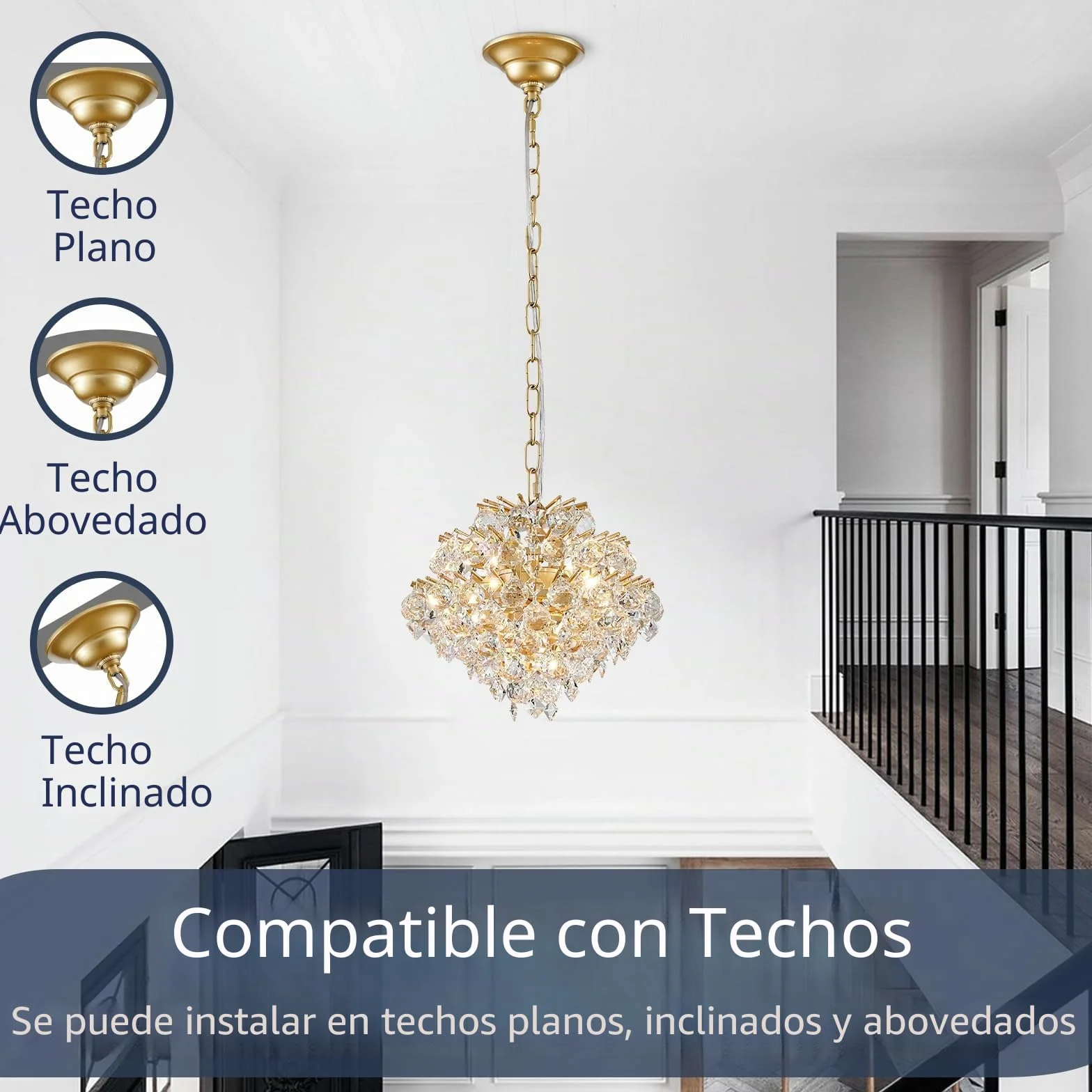 BESTIER Oro Colgante Moderno Candelabro Cristal Iluminación de Gota de Lluvia Lámpara de Techo Lámpara para Comedor Baño Dormitorio Sala de estar 4 bombillas G9 Requeridas D28cm x H30cm