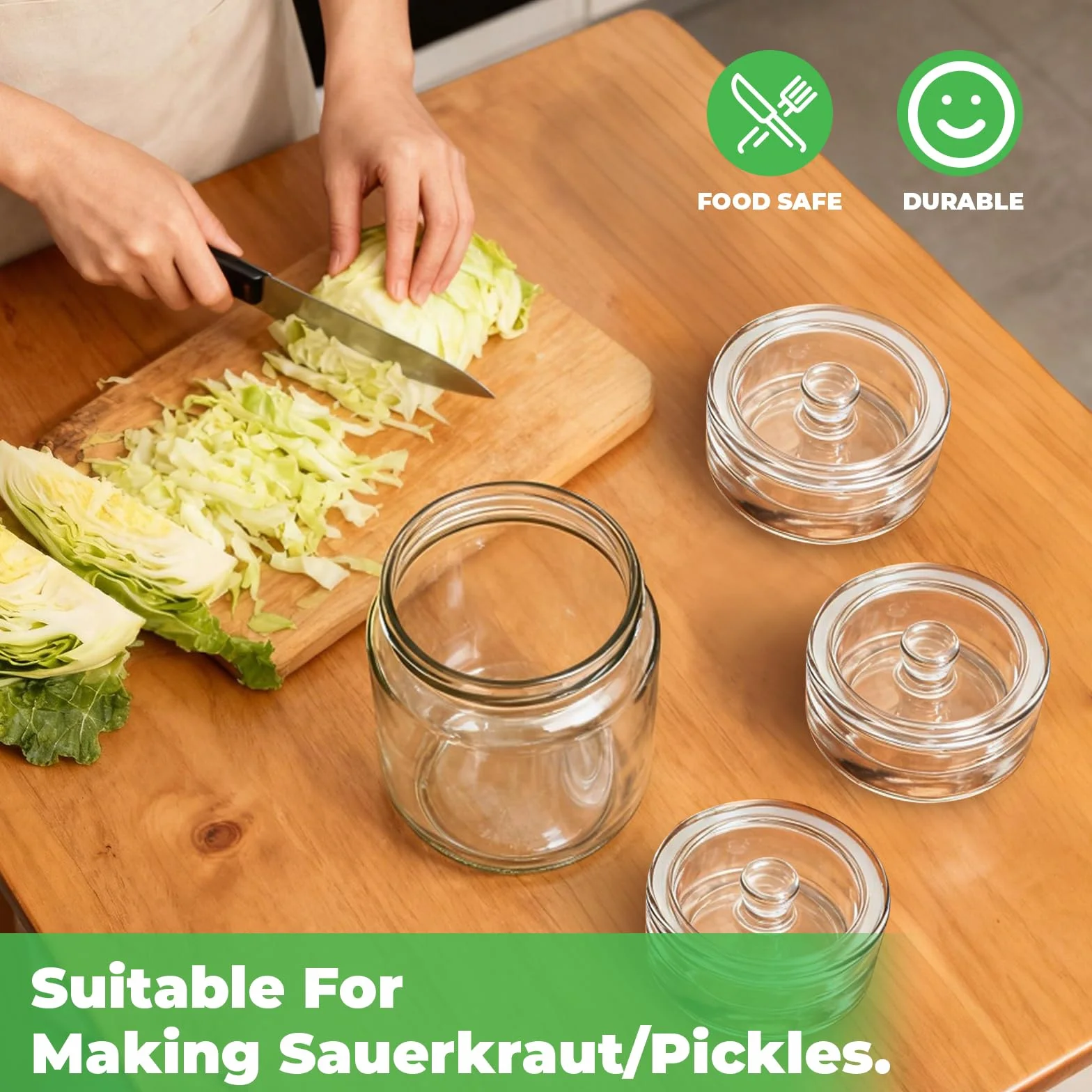 4 pesos de fermentación, pesos de vidrio para fermentación (7 cm de diámetro), peso de fermentación, accesorios para fermentación, adecuado para la fermentación de pepinillos, chucrut, etc.