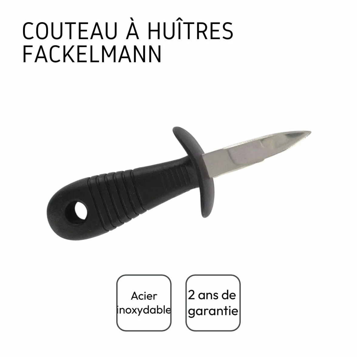 Fackelmann 43780 - Cuchillo para ostras, Cuchillo para Abrir ostras, Cuchillo para ostras, plástico, Acero Inoxidable, Negro, Rojo, 15,5 x 5,3 x 3,9 cm