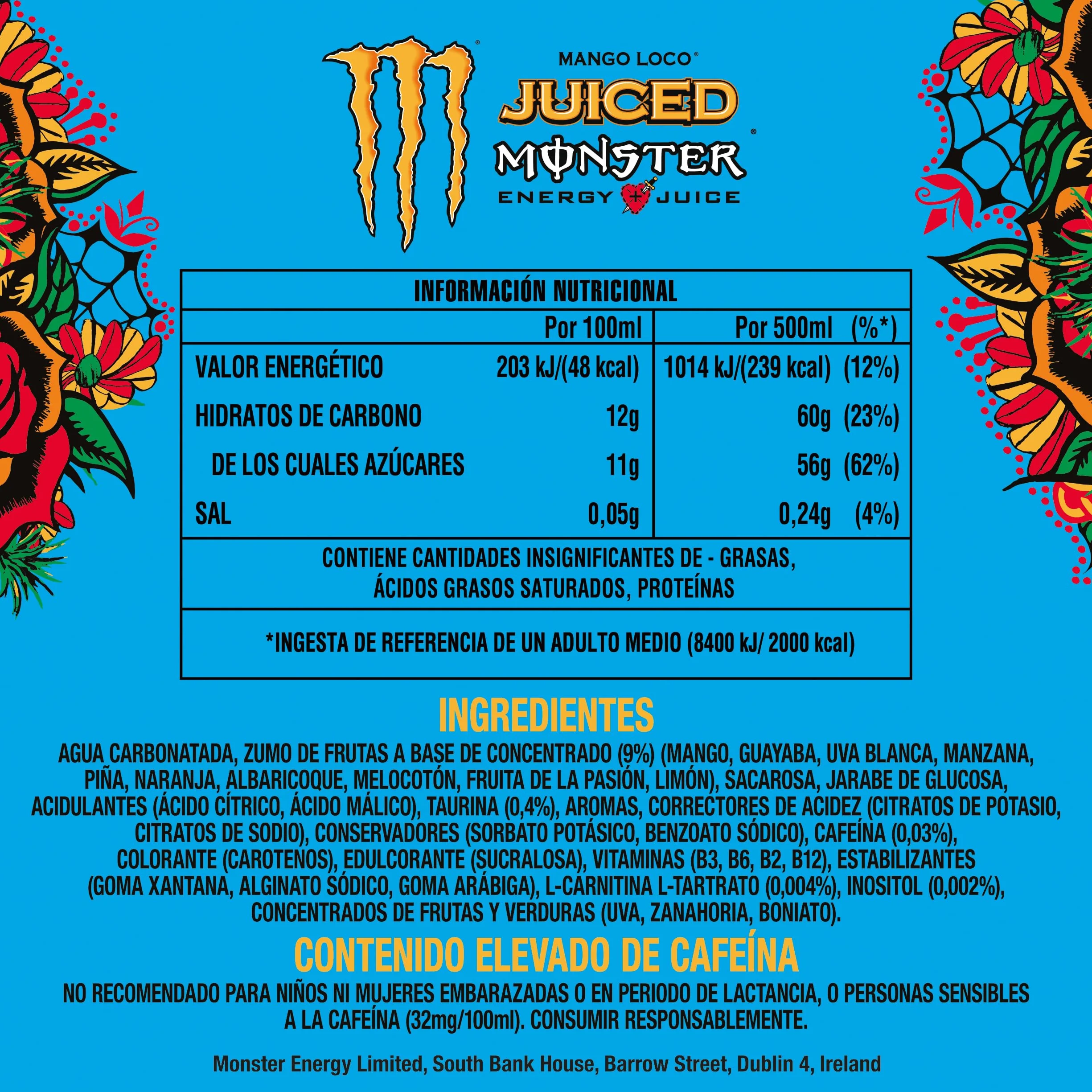 Monster Mango Loco Bebida Energética Pack 4 Latas 500ml