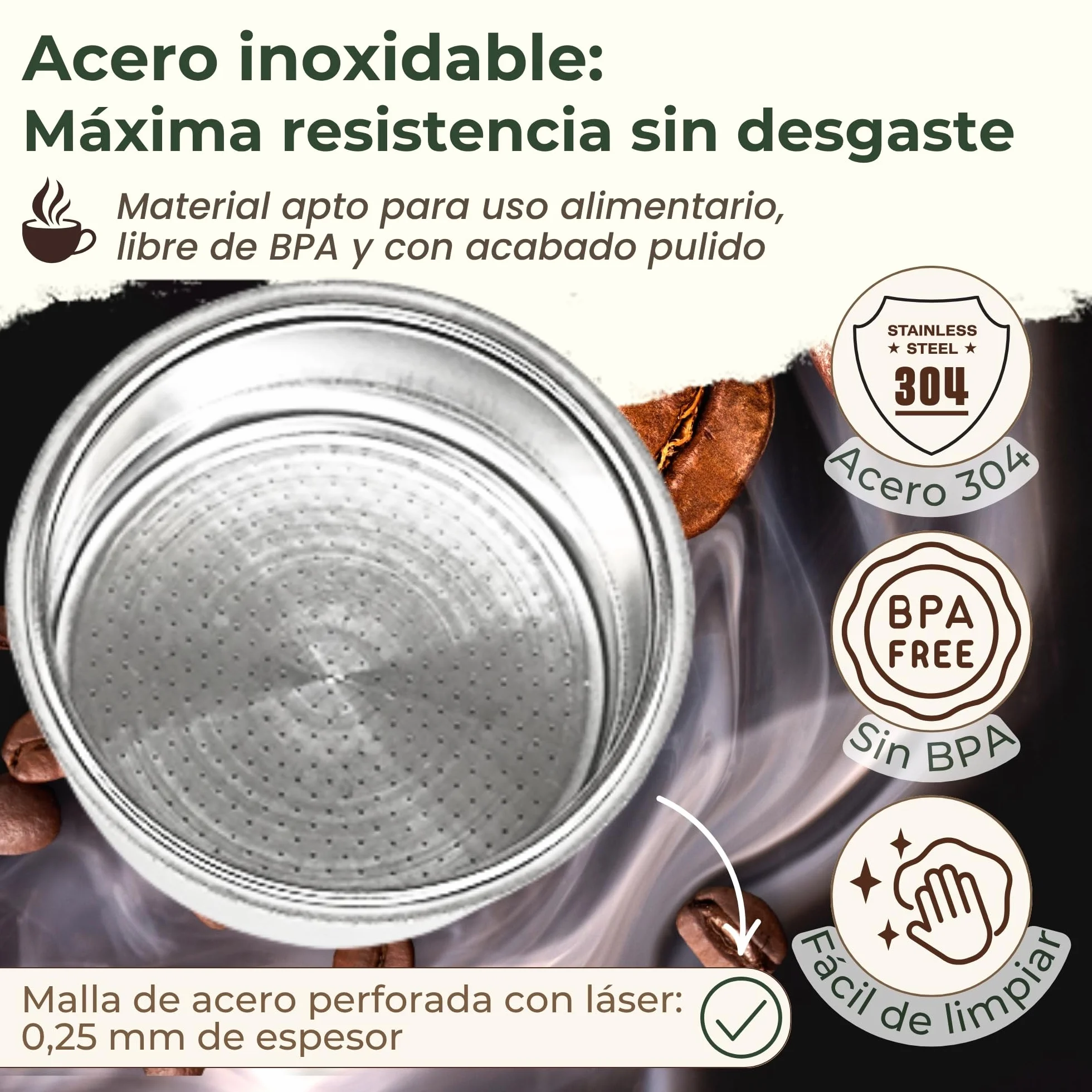 Cecotec Filtro Cafetera 51mm Presurizado Compatible con Cecotec Ufesa Breville Power Espresso 20 Set 2 Filtros