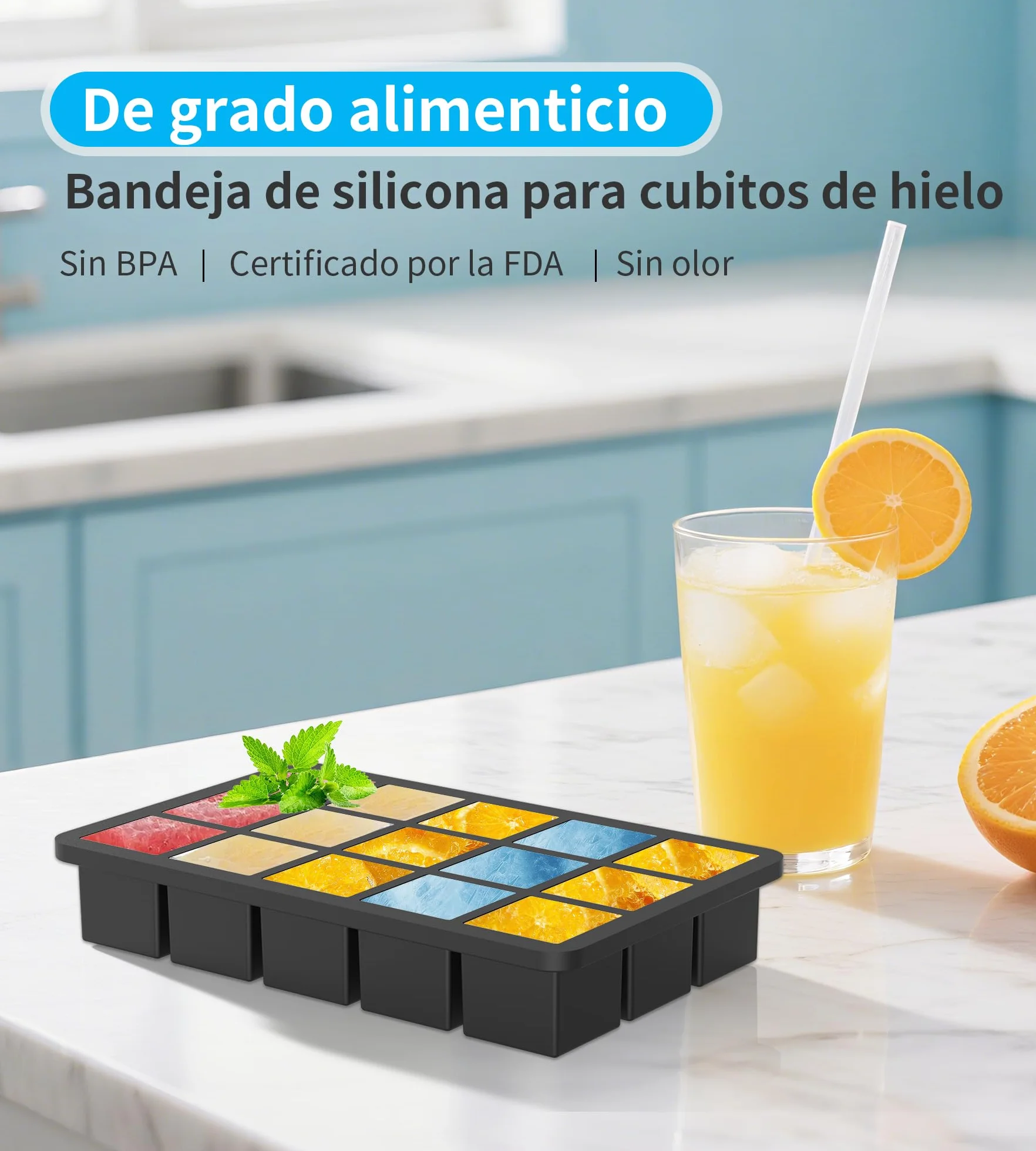 Ankway Bandejas de Cubitos de Hielo Silicona con Tapa 30 Cubiteras Cuadradas 3,2cm sin BPA