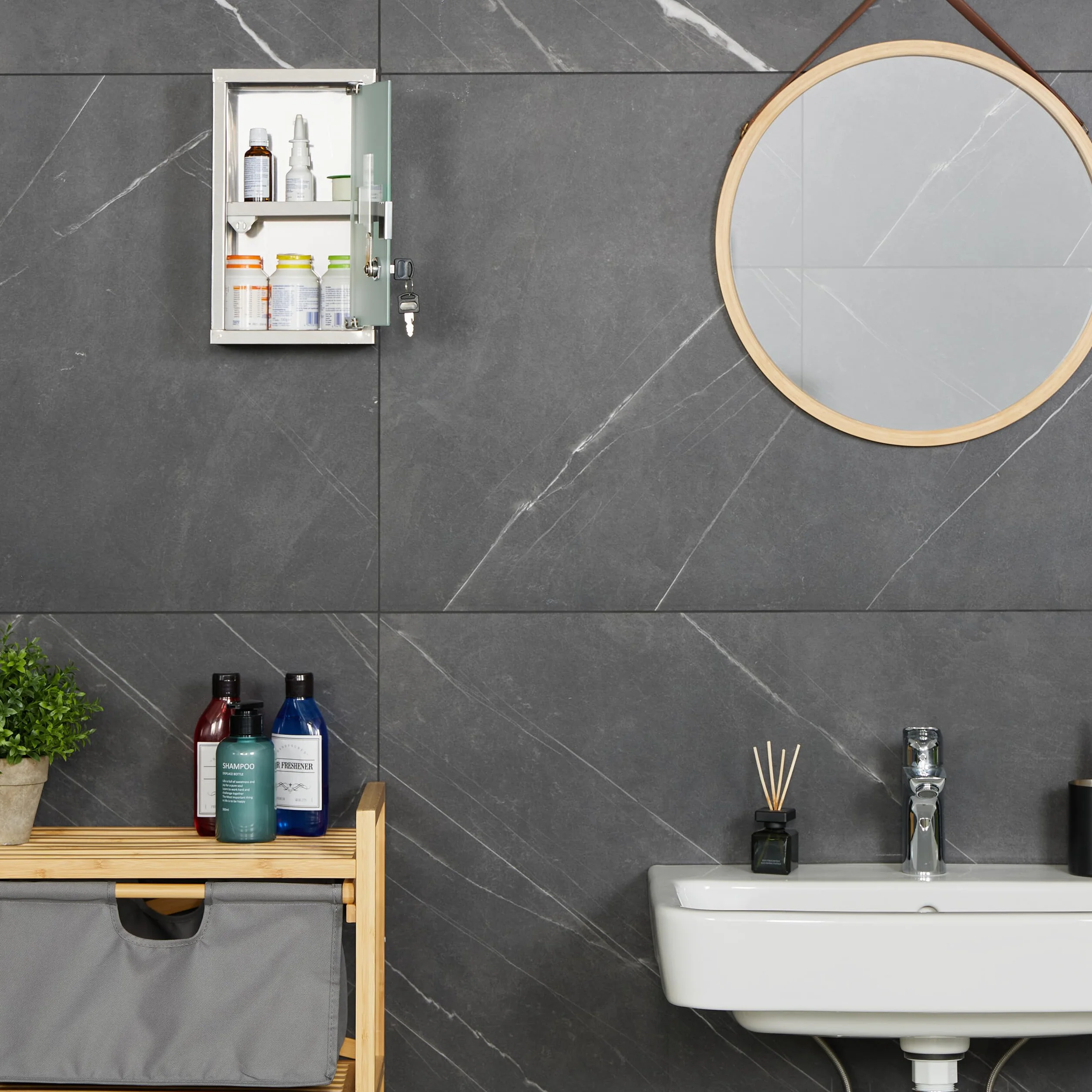 Relaxdays Botiquín Pared Acero Inoxidable 30x18x12 cm Armario Medicinas Primeros Auxilios