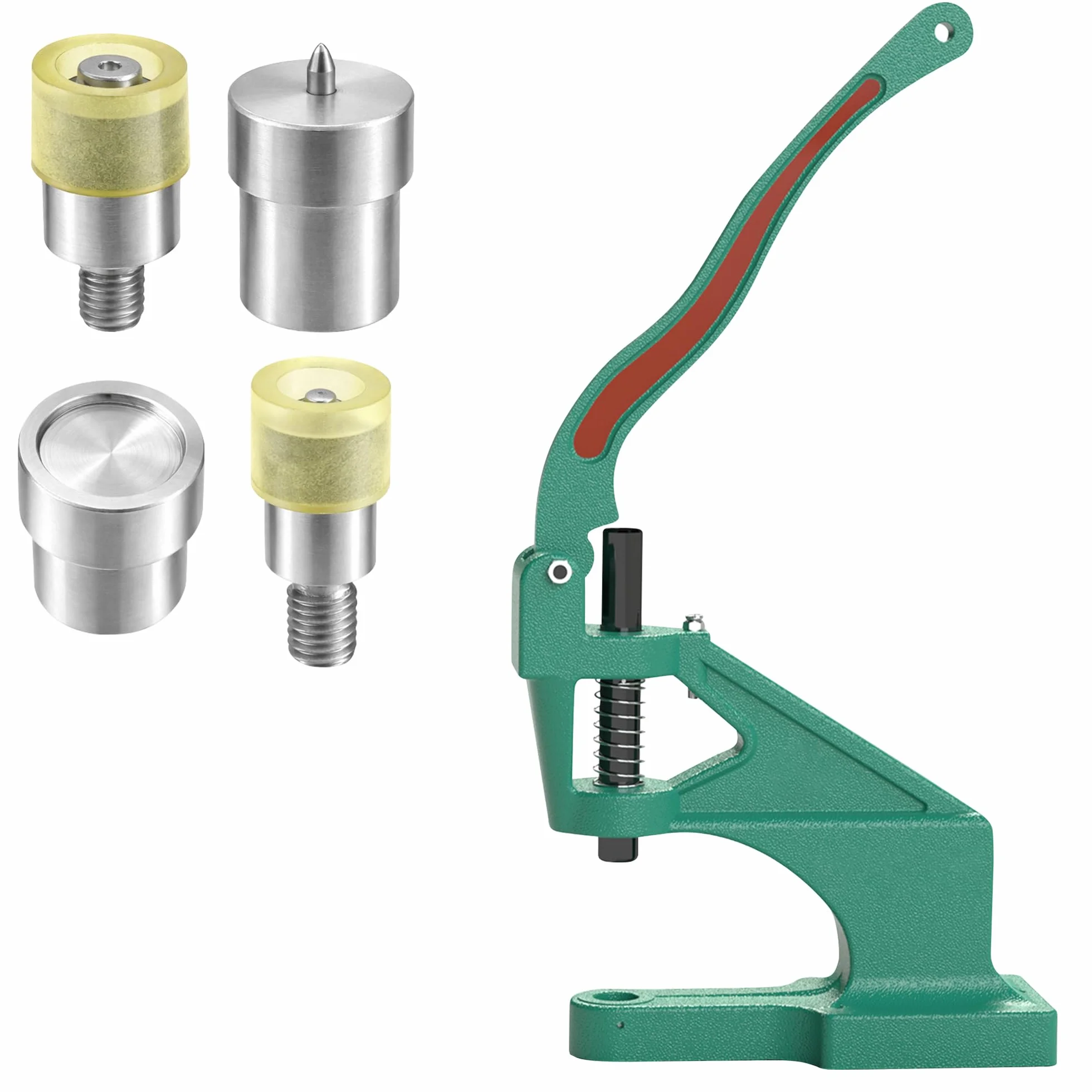 WedDecor Juego de troqueles de fijación de botones a presión de 4 partes de 15 mm con prensa manual universal The Green Machine, herramienta de instalación de cierres a presión para manualidades,