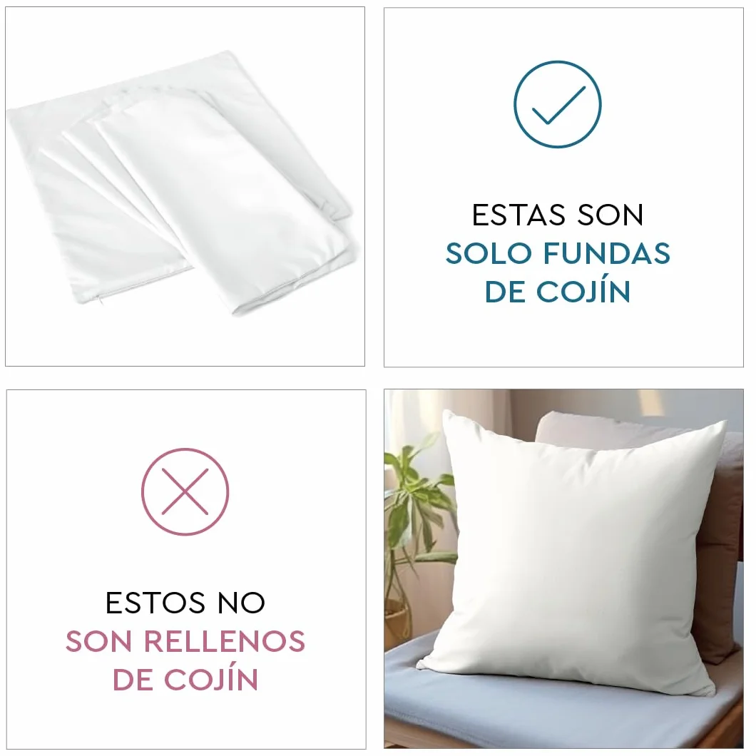 Encasa XO Fundas de Almohada 2 Piezas 40x40 cm Ticking Negro Lona de Algodón Suave Cojín Decorativo Hogar