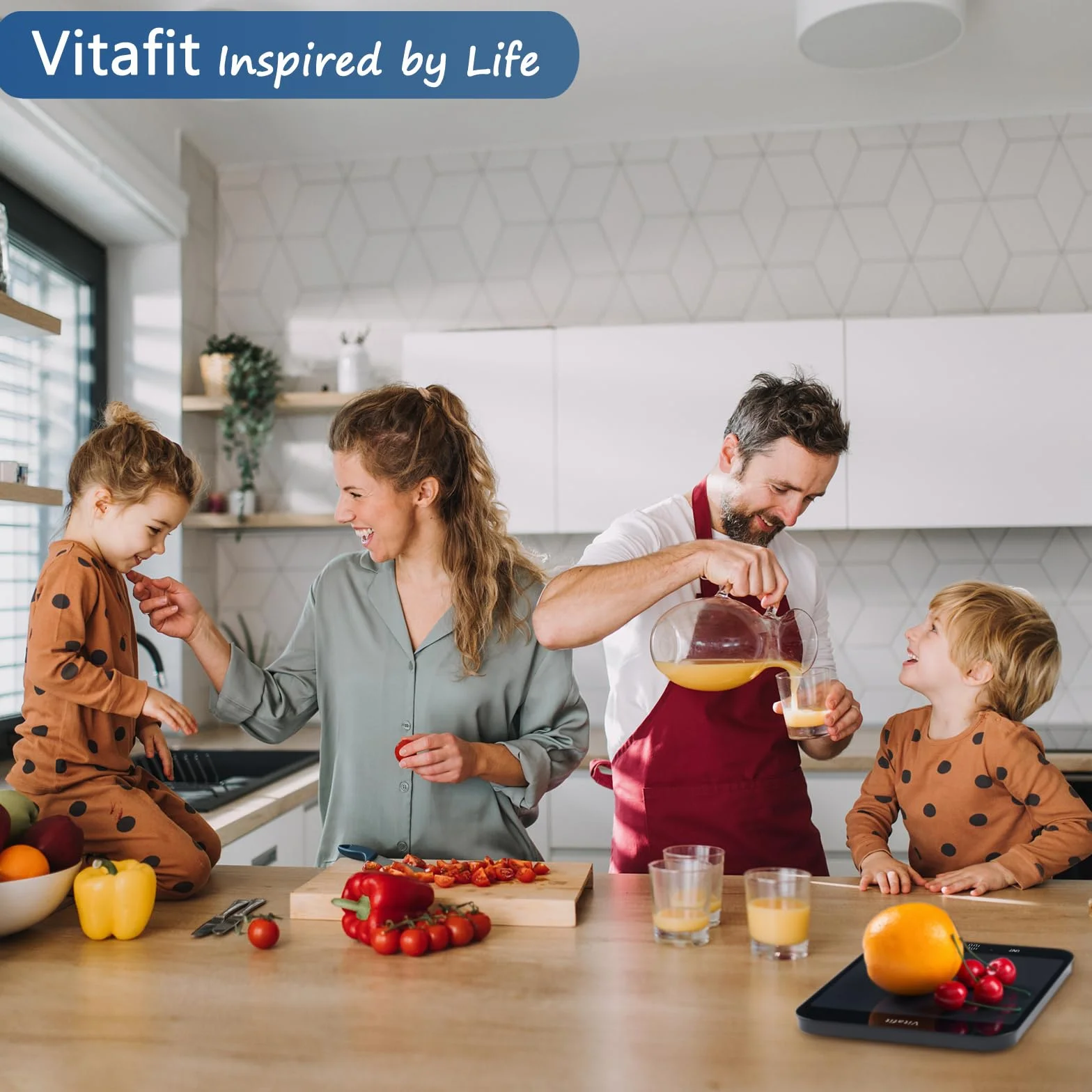 Vitafit Báscula Cocina Digital 15kg 1g Precisión Plataforma 215x180mm Negro