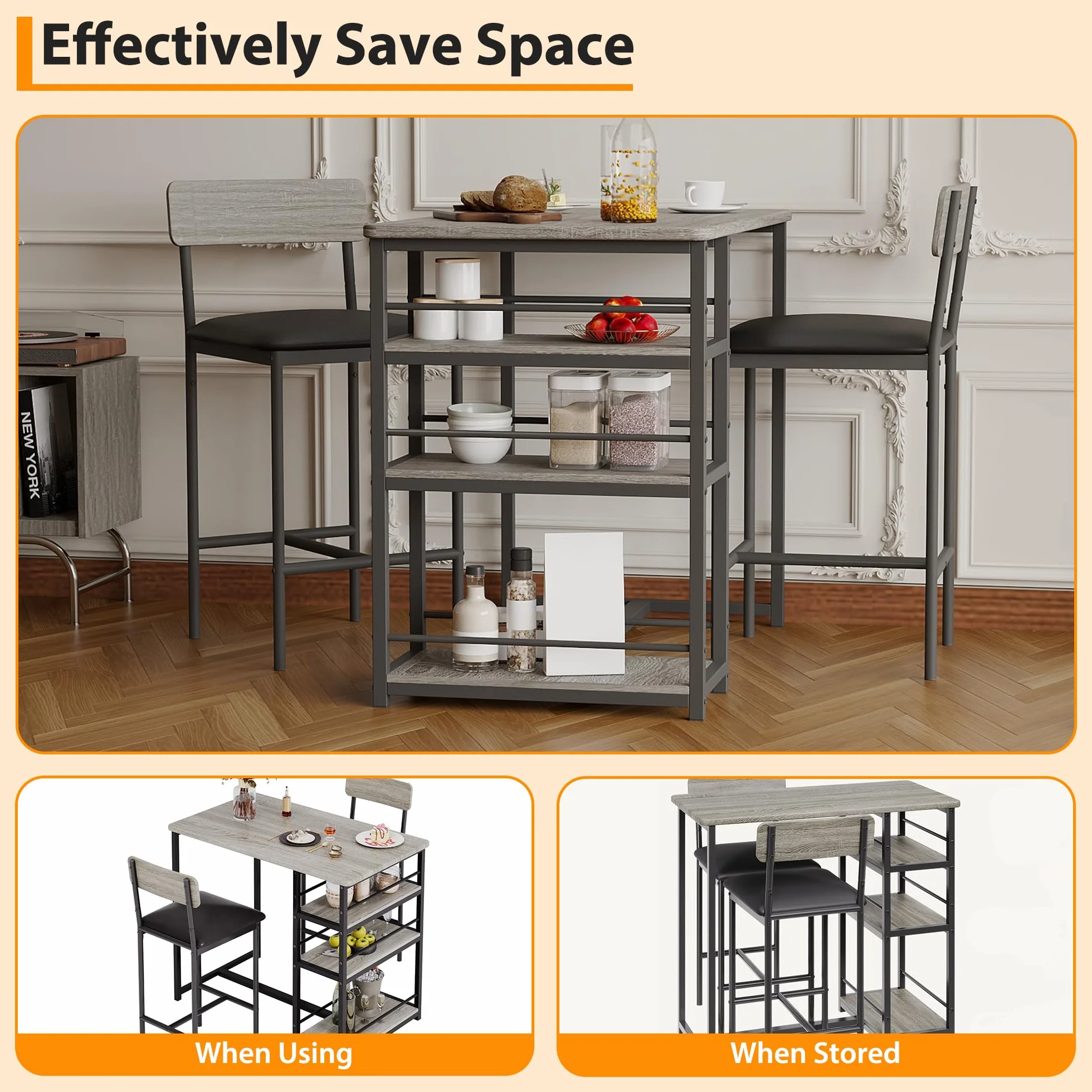 1 Caja de Muebles de Salón, Mesa de Bar con Taburetes de Diseño Elegante y Duradero, Espacios Modernos y Acogedores, Ideal para Uso en Hogar y Negocios