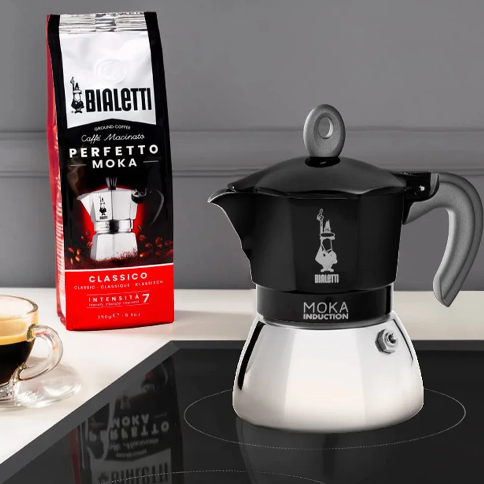 Bialetti Cafetera Moka Inducción 6 Tazas Café Espresso 280 Ml Negro