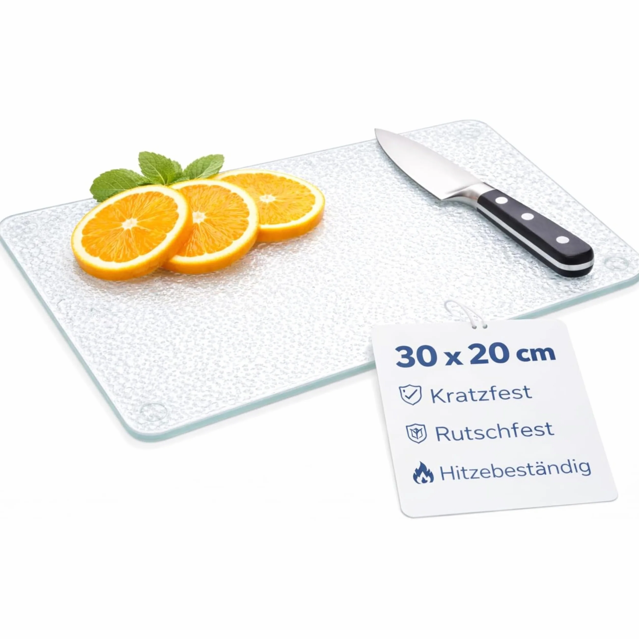 Tabla de cortar de cristal 30x20 cm antideslizante con pies resistente a arañazos y calor