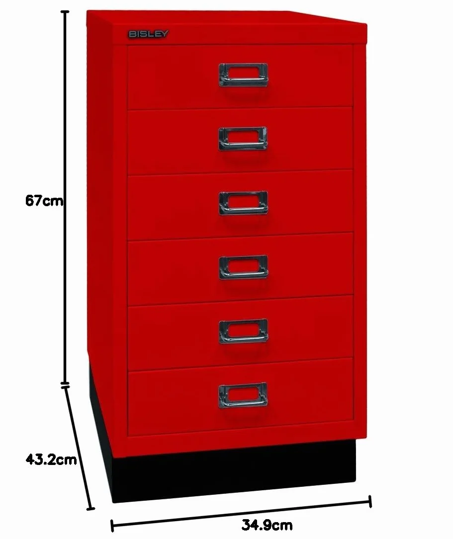 BISLEY | Serie 39 MultiDrawer™ | con zócalo | DIN A3 | 6 cajones | Rojo Cardenal | Negro.