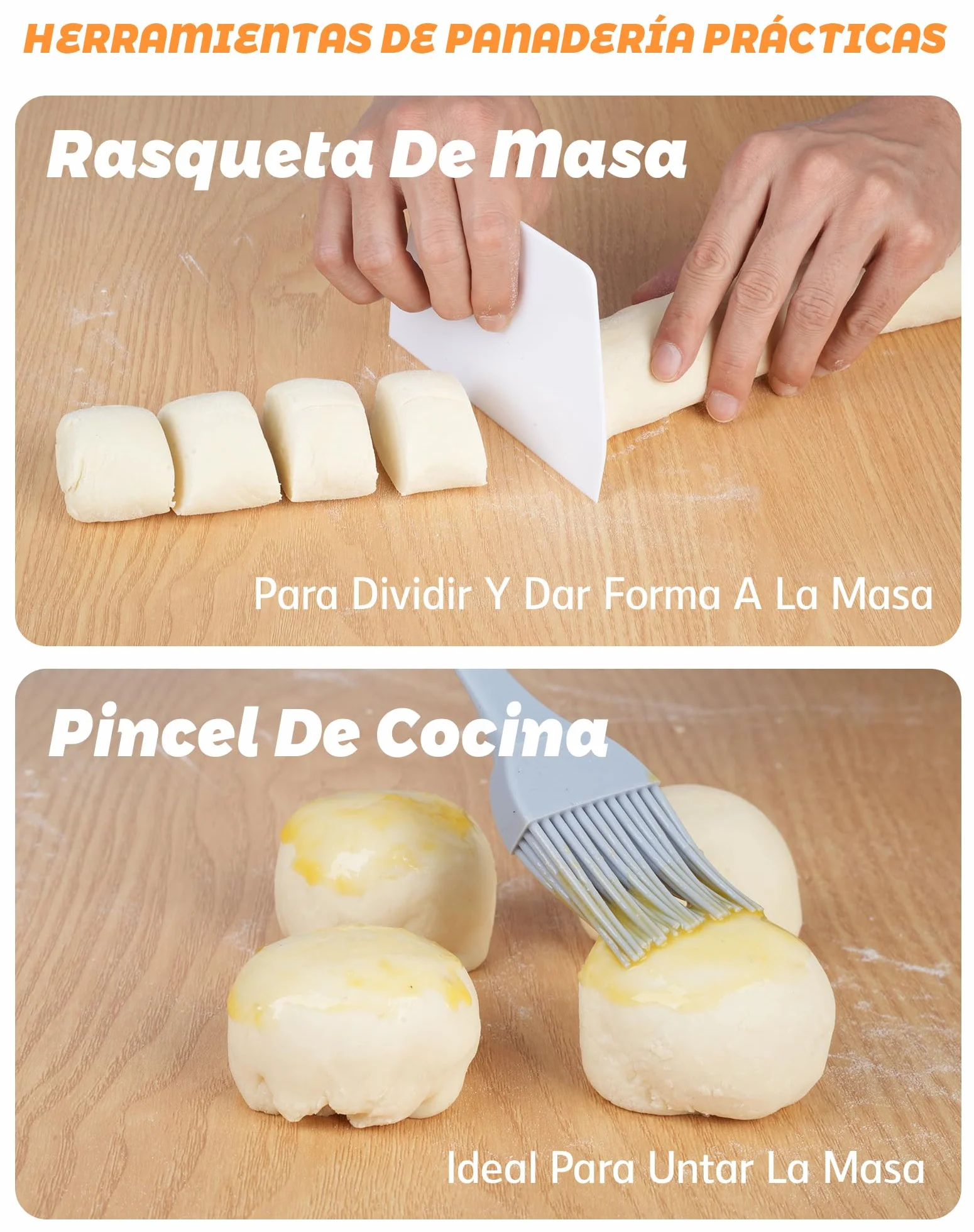 Kit Panadería 5 Piezas con Cuchilla para Pan, 2 Cuchillas Panadero Recta Curva con 20 Hojas de Repuesto, Batidor Danés, Rasqueta y Pincel, Accesorios para Masa Madre y Pan Artesanal, Acero Inoxidable