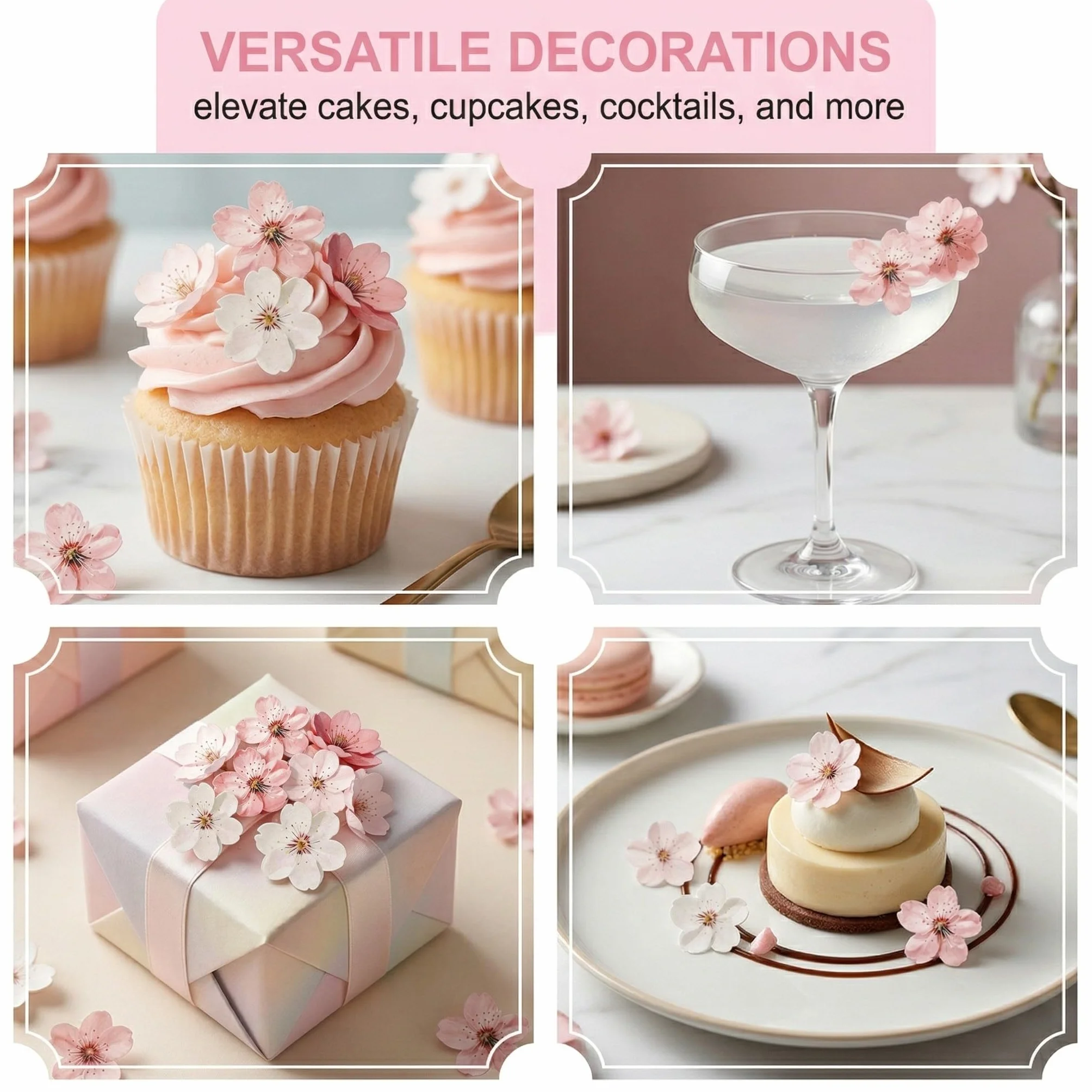 50 Papel Flores de Cerezo para Pasteles Cupcakes Tartas Bodas