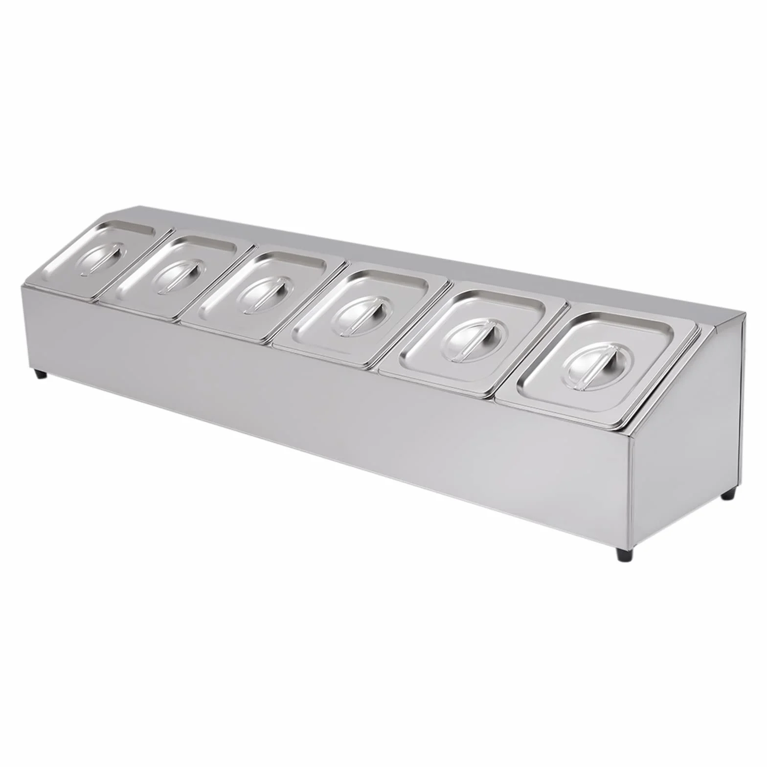 Bandeja de 6 compartimentos, caja de especias de acero inoxidable, dispensador de condimentos, contenedor de almacenamiento, apto para lavavajillas, para restaurante en casa