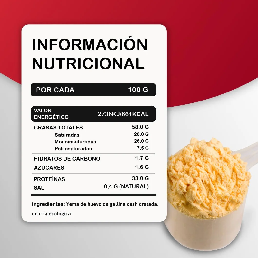 Yema de Huevo en Polvo Ecológico 350gr Sin Aditivos Sin Lactosa