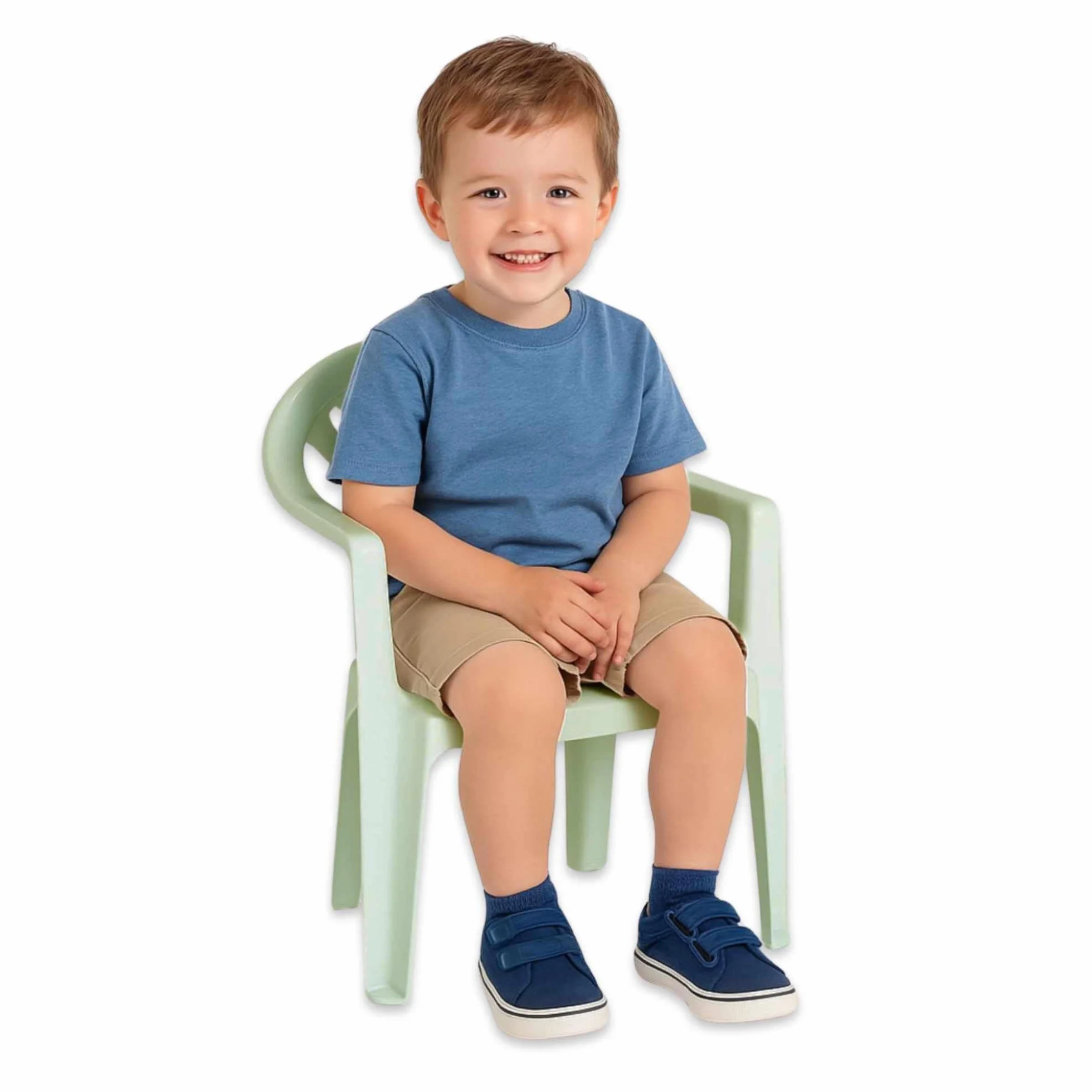 TECHZOCO Silla Infantil de Plástico, Silla para niños, Silla Escolar para niños, Fabricado en Plástico, Ideal para Jugar, Leer, Dibujar o Comer, Altura Total 49.5 cm, Color Verde Claro