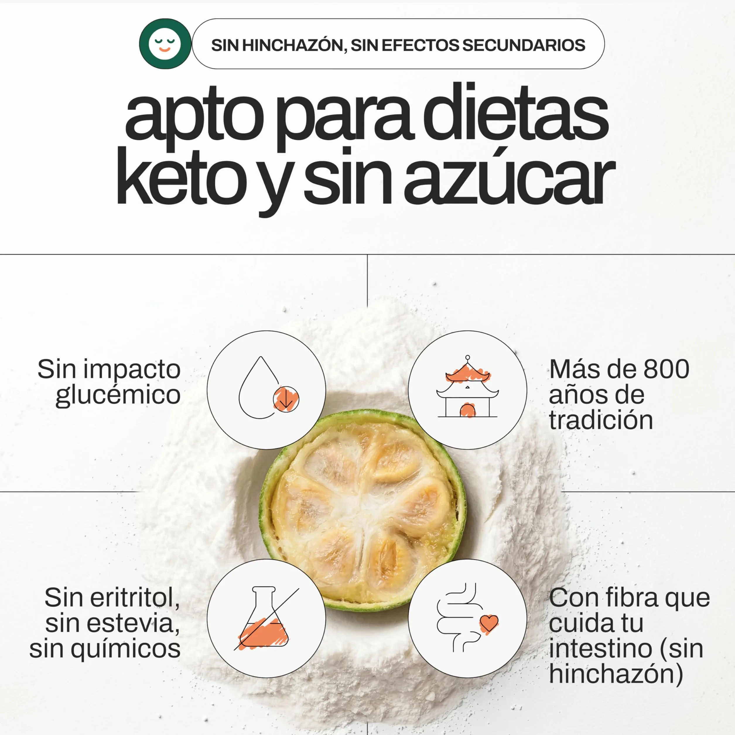 Endulzante de fruta del monje en polvo 200 g - 3× más dulce que el azúcar, monk fruit natural apta para keto, 150 porciones