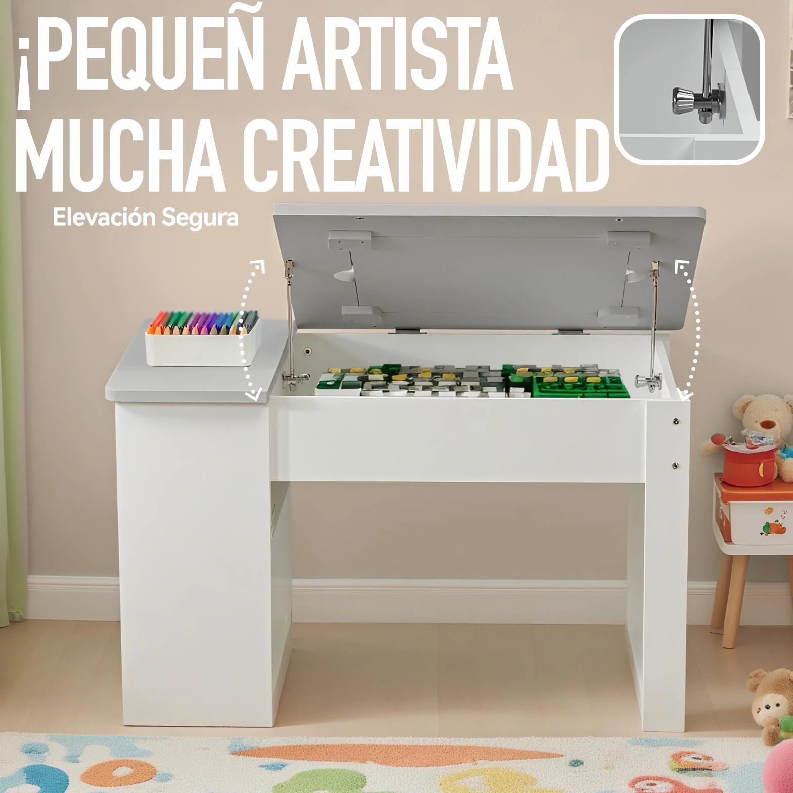Mesa y Silla Infantil 2 Sillas Multifunción 4 Tableros Intercambiables Ajustable Antivuelco 60 kg
