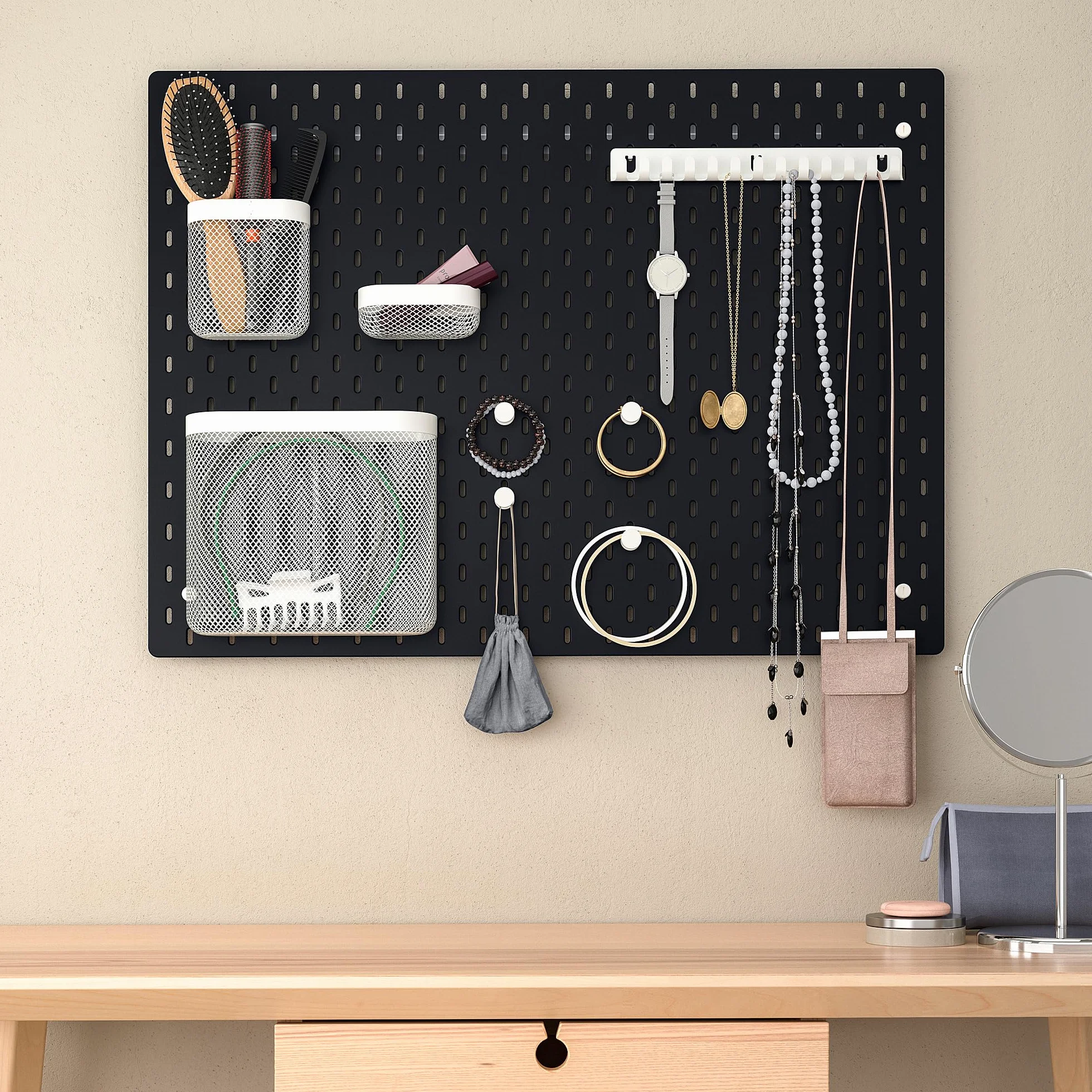IKEA SKÅDIS Panel de Clavijas 76x56 cm Negro