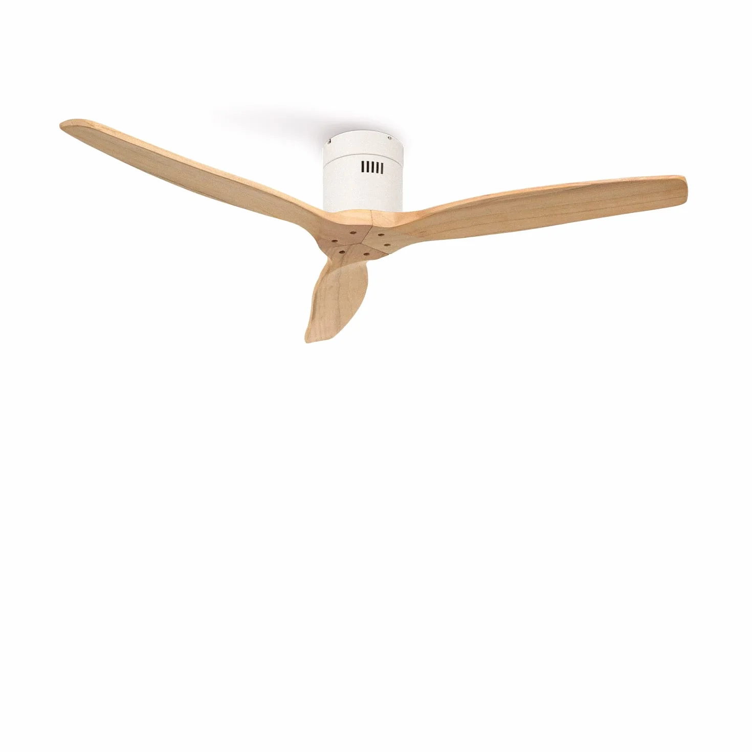 CREATE/WINDCALM/Ventilador de techo ABS blanco aspas efecto madera clara con Wifi y mando / 40W, Silencioso, Ø132 cm, 6 velocidades, temporizador, función verano-invierno