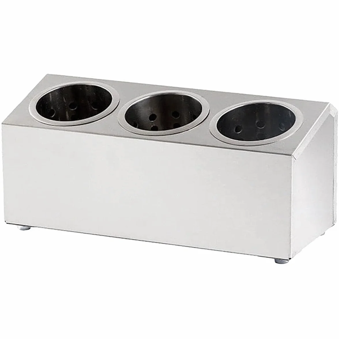 Soporte para Utensilios de Acero Inoxidable con 3 Compartimentos, Soporte cilíndrico para Cubiertos, para Cocina, Bares, cafeterías, restaurantes