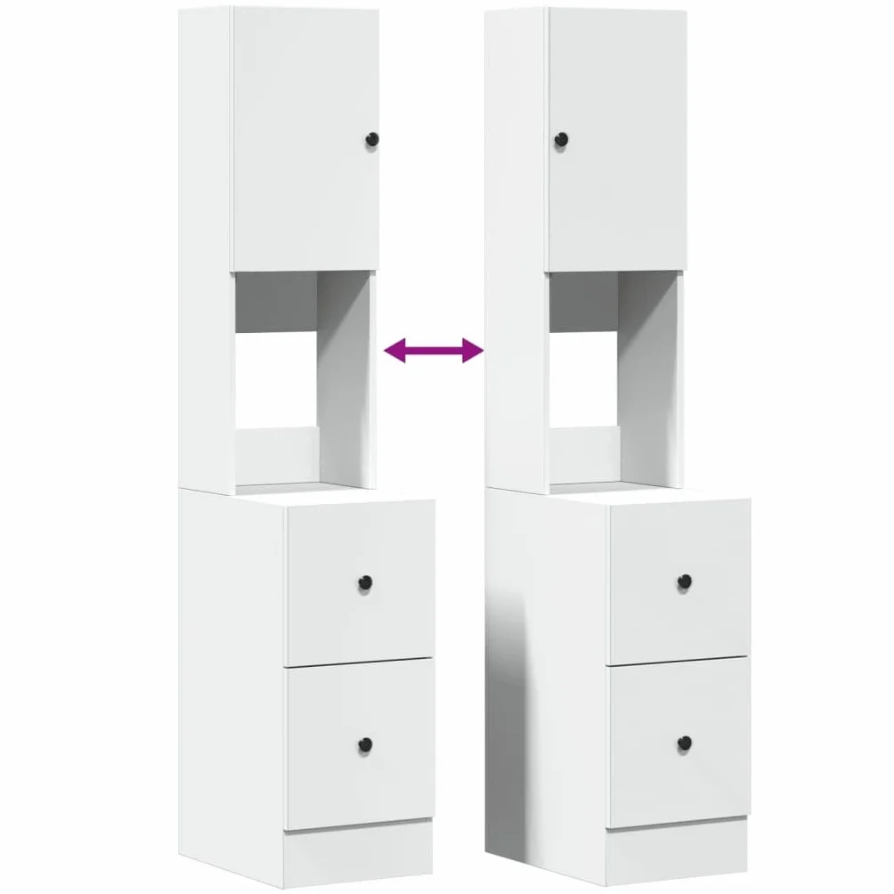 vidaXL Mueble de Cocina Madera de ingeniería Blanco 35x50x180 cm, Armario de Cocina, Armario con cajón, Armario de almacenaje de Cocina