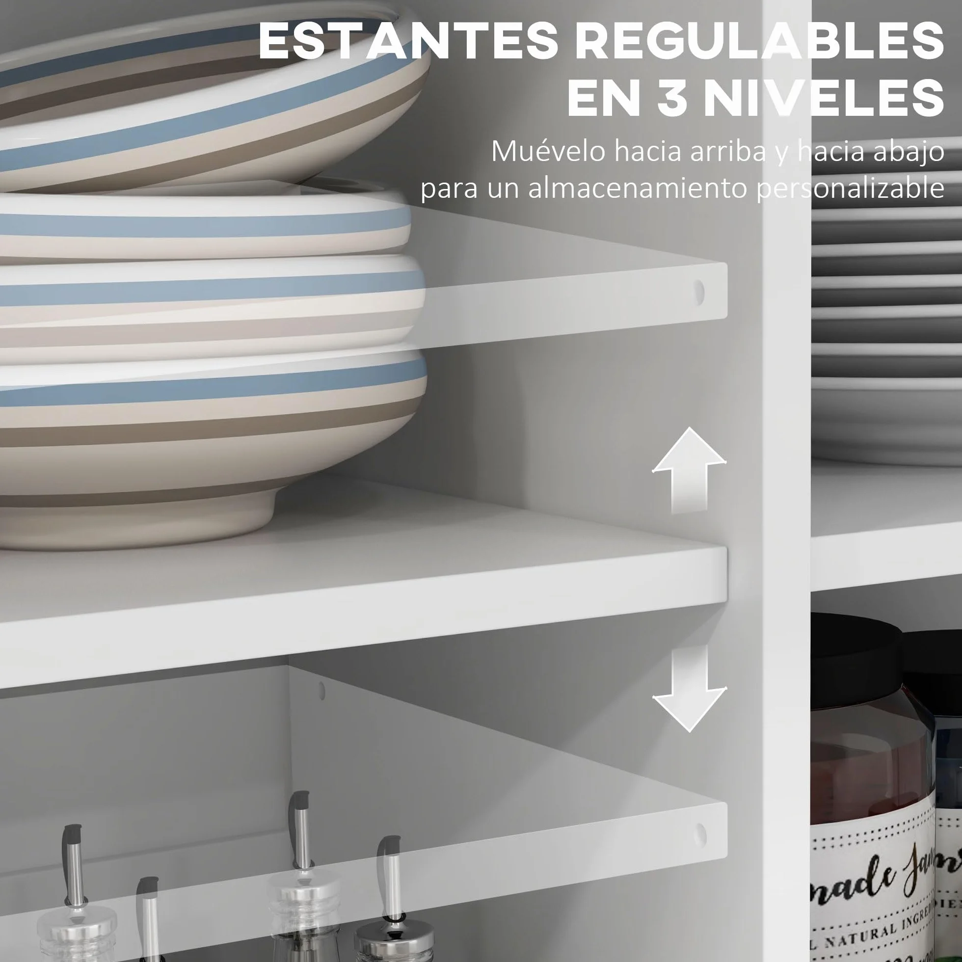 HOMCOM Isla de Cocina Carro de Cocina con Encimera de Madera Plegable 2 Puertas 2 Cajones Estante Ajustable y 4 Ruedas 105x60x90,5 cm Blanco
