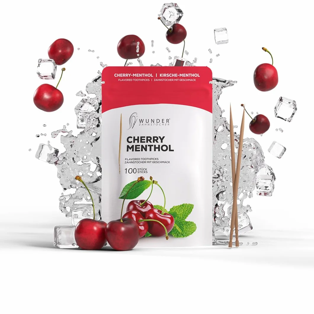 Wunder Palillos de Dientes Cereza mentolada 100 uds Recambio Limpieza dental