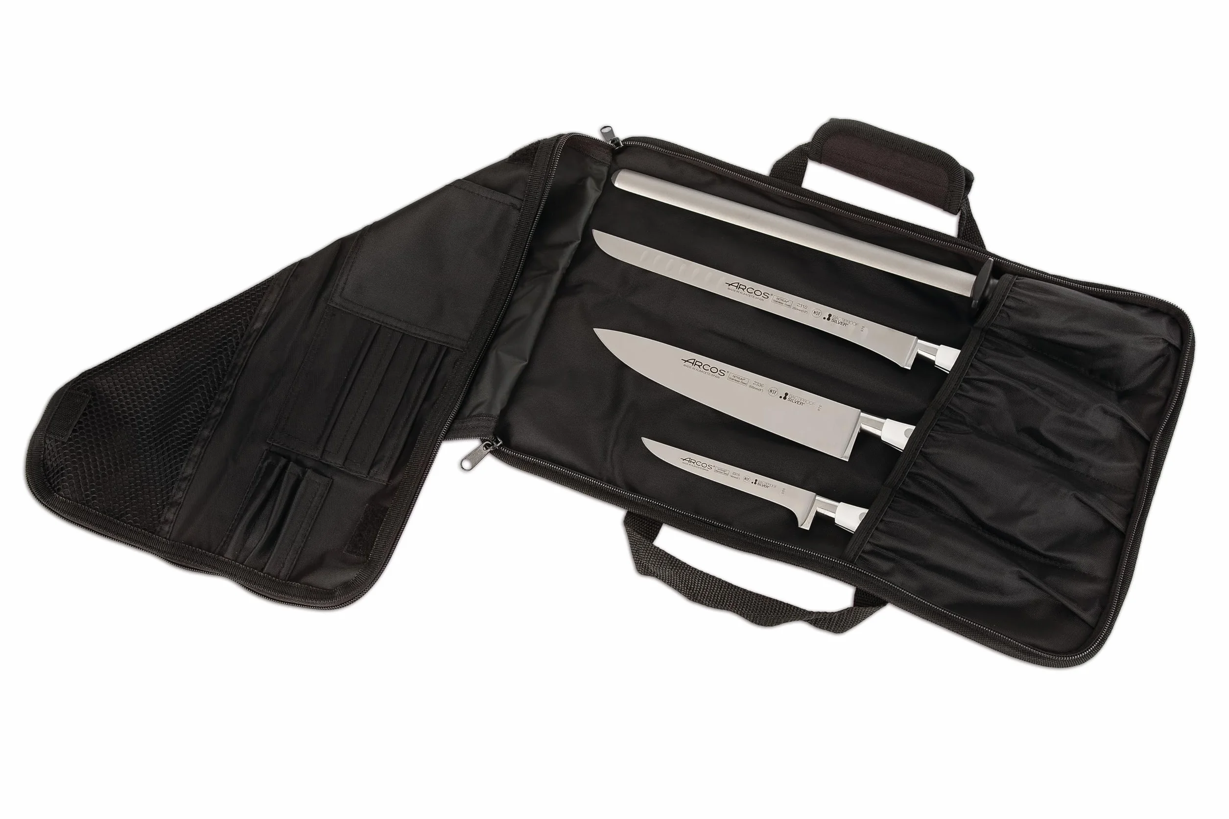 Arcos Bolsa para Cuchillos Profesional 4 Piezas 100% Poliéster 460x275 mm Negro