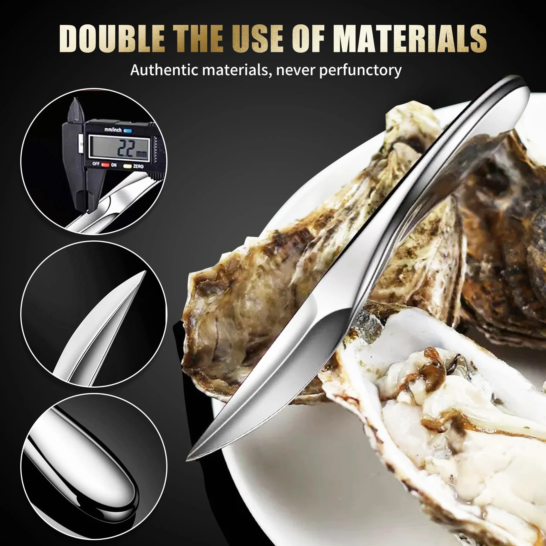 1 piezas Cuchillo para ostras en Acero Inoxidable, Abridor de Ostras, Adecuado para abrir todo tipo de mariscos, como vieiras, almejas, mejillones y ostras.