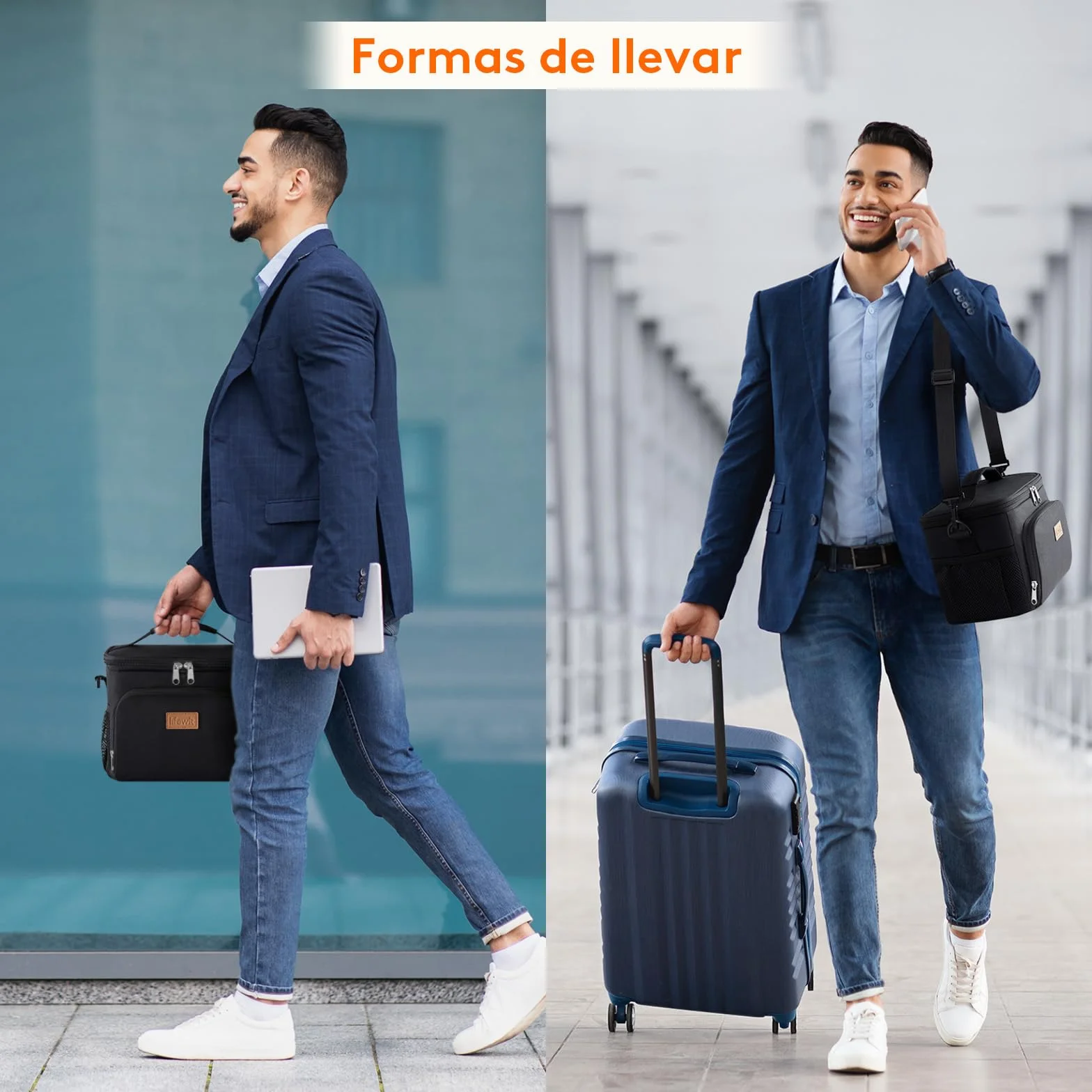 Lifewit Bolsa Térmica Porta Alimentos 9L, Nevera Portátil Impermeable para Trabajo, Playa, Picnic, Viaje, Negro