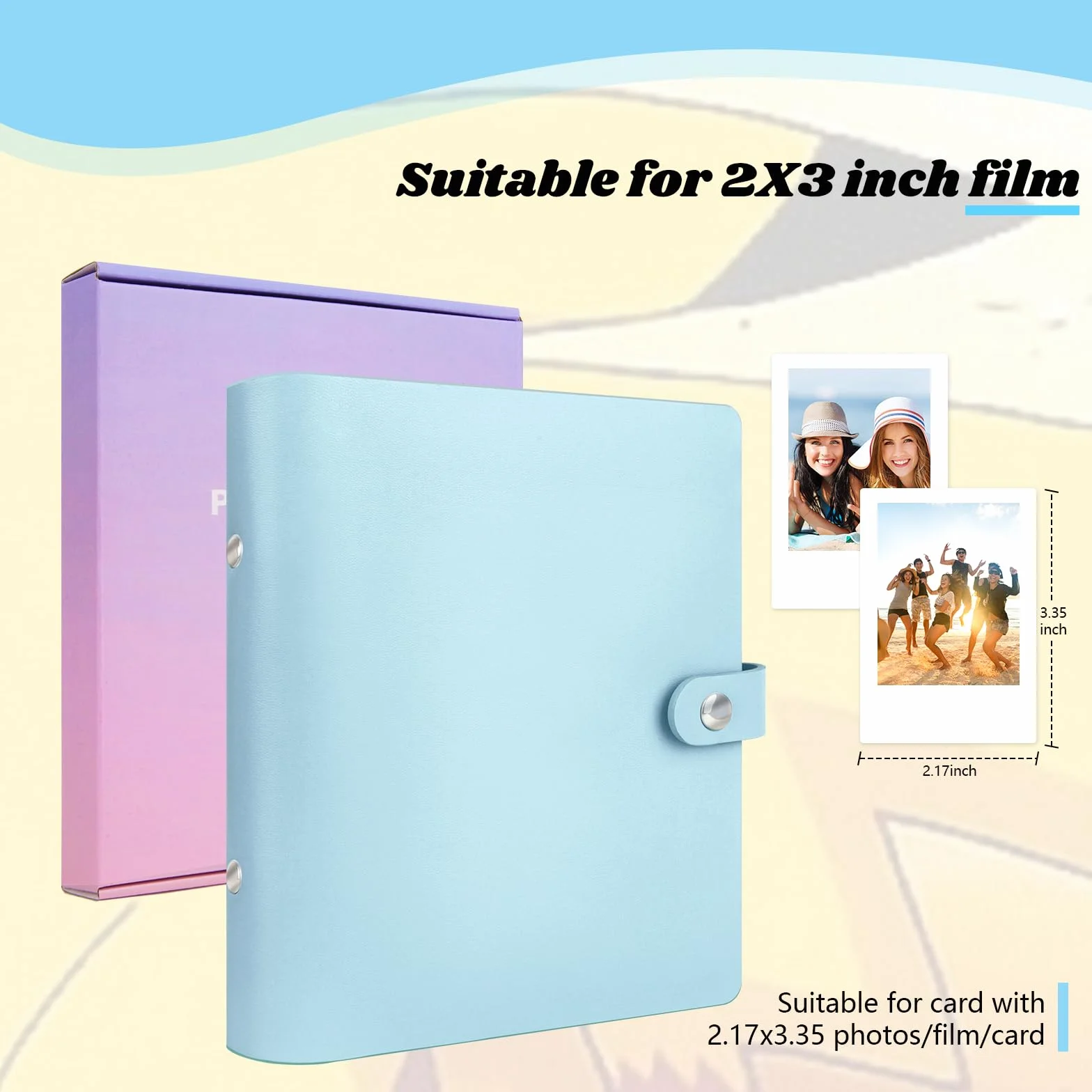 Álbum de Fotos con 320 Bolsillos para Cámaras Instantáneas Fujifilm Instax Mini 12/11/9/40/99/90/8/7 Evo y Polaroid Snap/Z2300/SocialMatic, Compatible con Fotos de 86x54 mm (azul pastel)