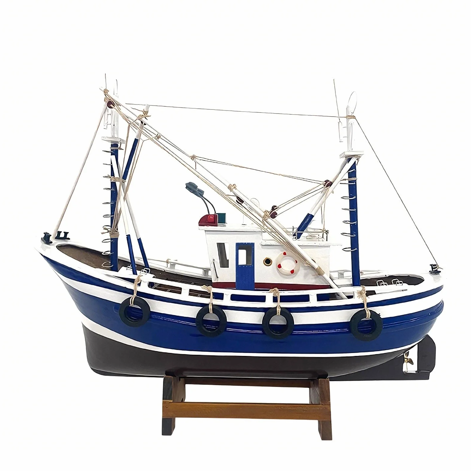 YLME Modelo De Barco Modelo Terminado De Barco Pesquero Simulado Adorno De Barco Pesquero De Madera Hecho A Mano Regalo De Recuerdo para Decoración del Hogar,Azul