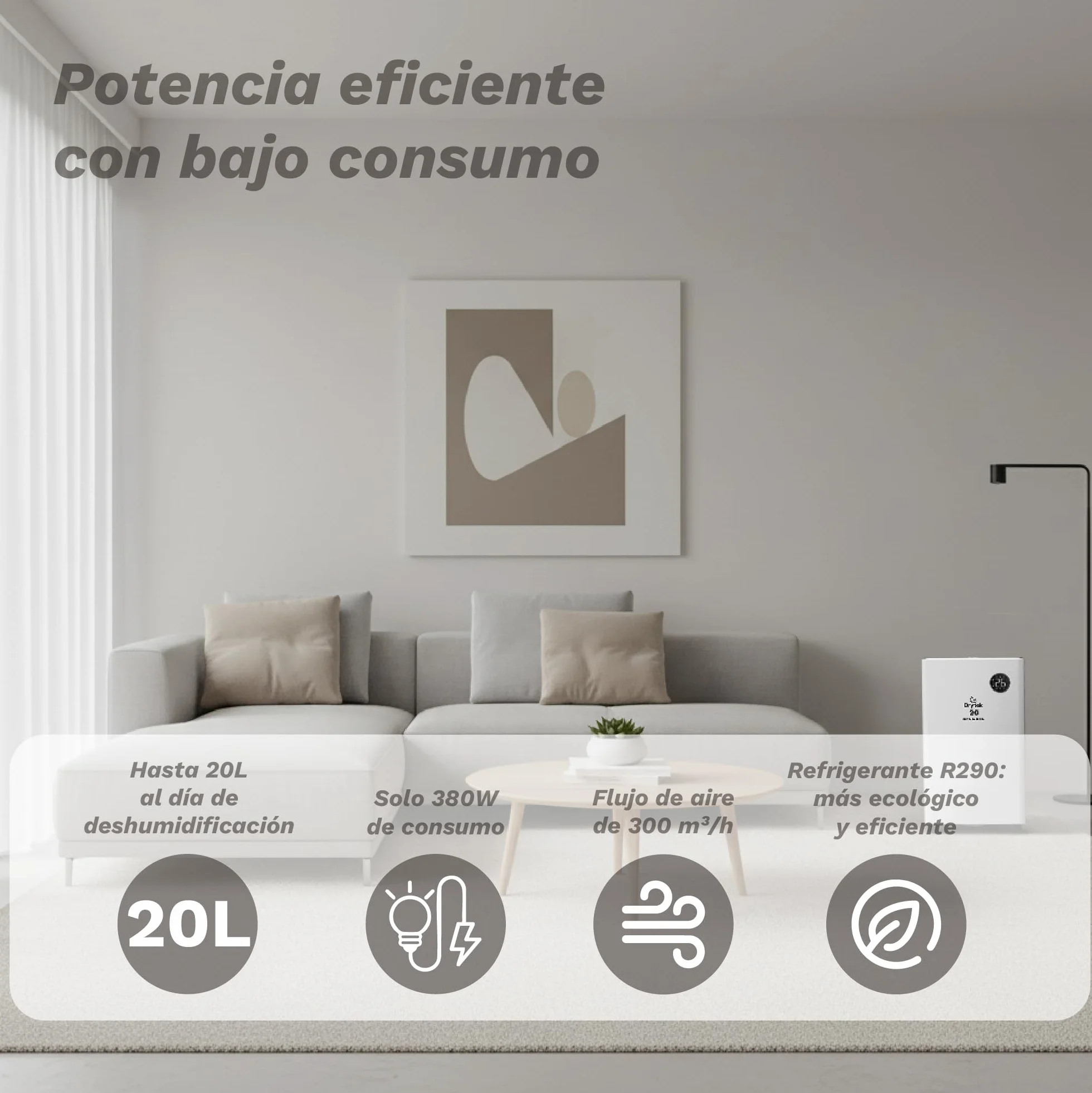 Deshumidificador GRUNKEL DH-20DT 20L/día Wi-Fi Integrado App R290
