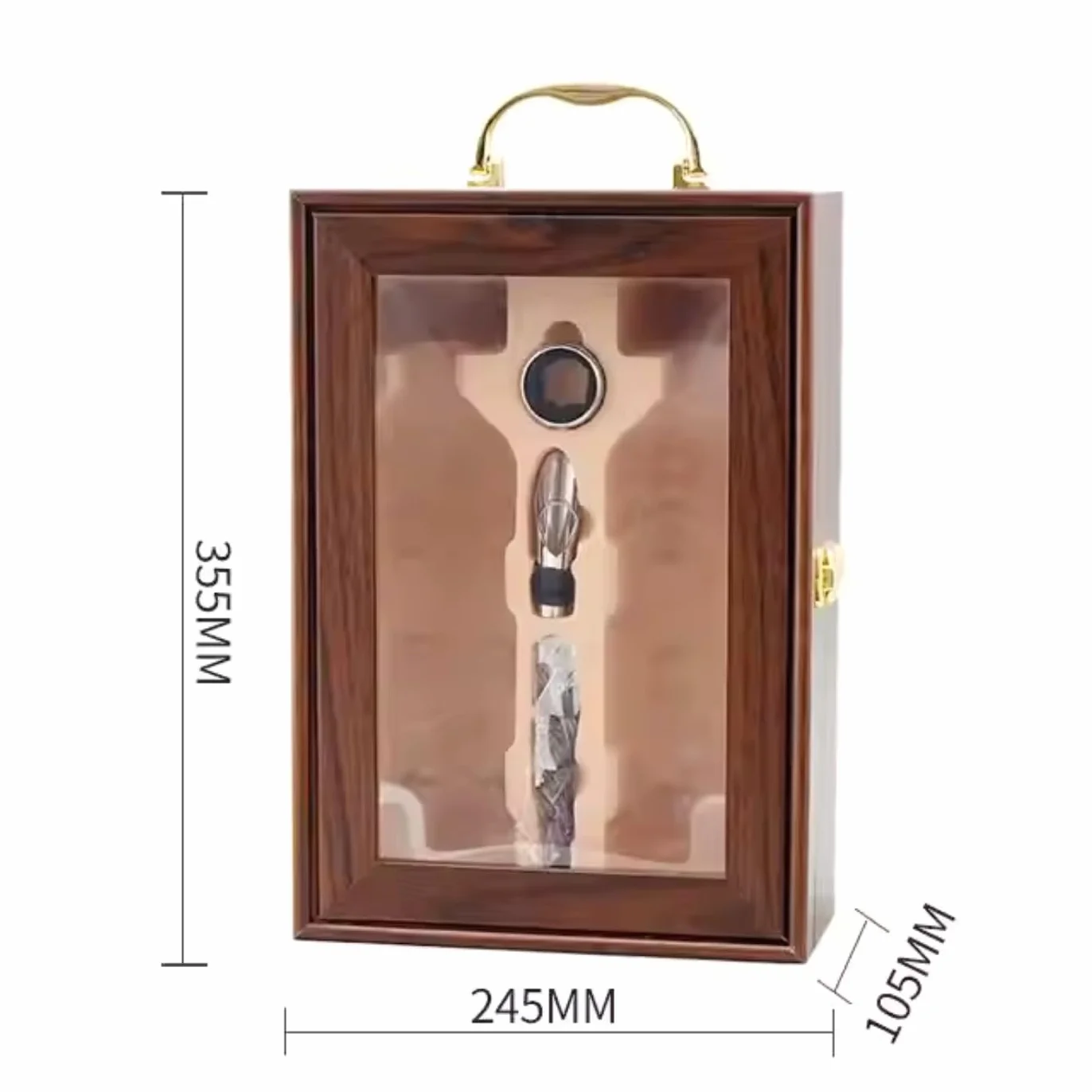 Caja de regalo para botella de vino, caja de exhibición de lujo para almacenamiento de vino, champán o whisky con herramientas, tornillo de corcho, vertedor, servilleta/anillo de goteo, vino