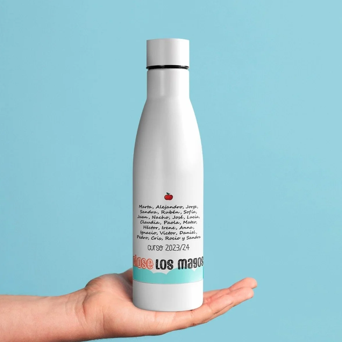 DEREGALOOS Botella térmica personalizada con foto y texto 700ml. Botella de agua acero inoxidable personalizada. Libre de BPA y reutilizable. Regalo para profesores.