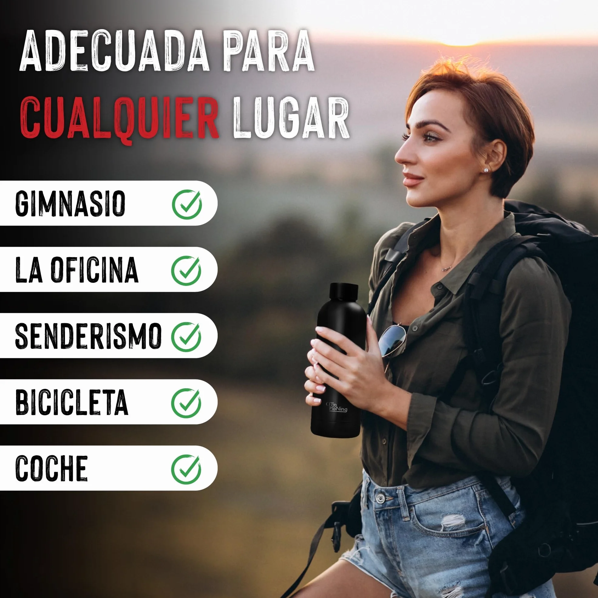 Botella de Agua Acero Inoxidable 500ml-Otto Koning-Botella Térmica con Doble Aislamiento al vacío para 12 Horas de Bebida Caliente y 24 Horas de Bebida Fría. Termo a Prueba de Fugas Libre BPA